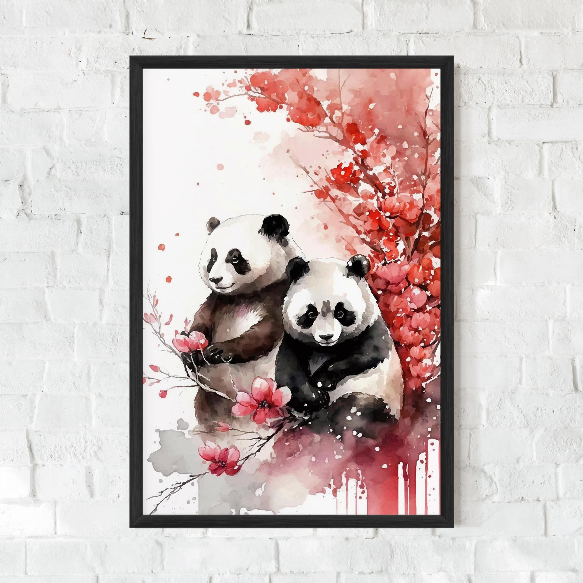 Gerahmte Poster Blossom Panda mockup 0