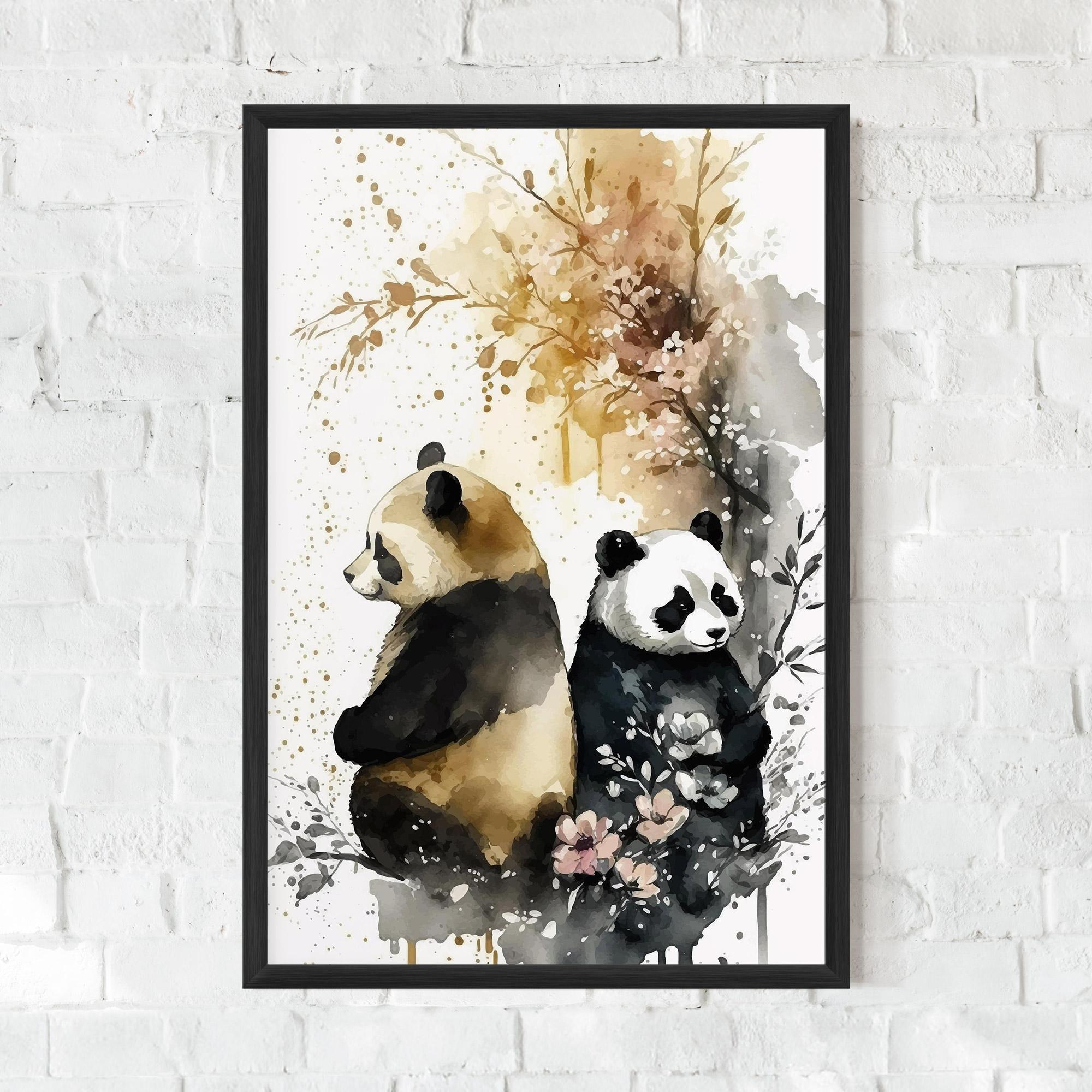 Gerahmte Poster Gold Panda Art mockup 0