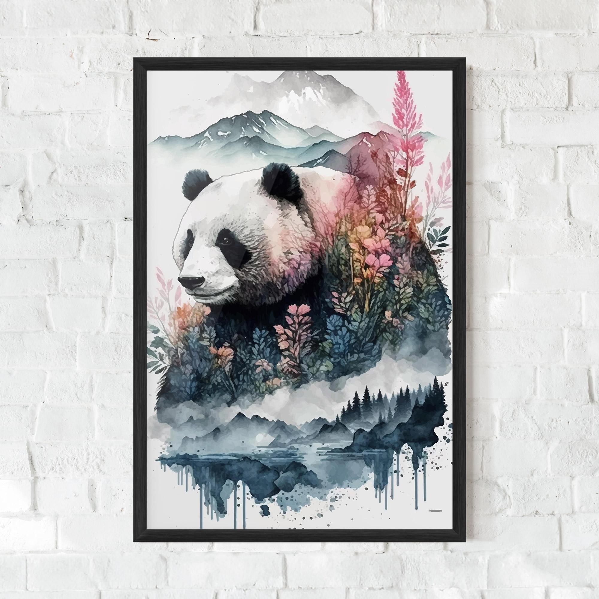 Gerahmte Poster Panda Art mockup 0