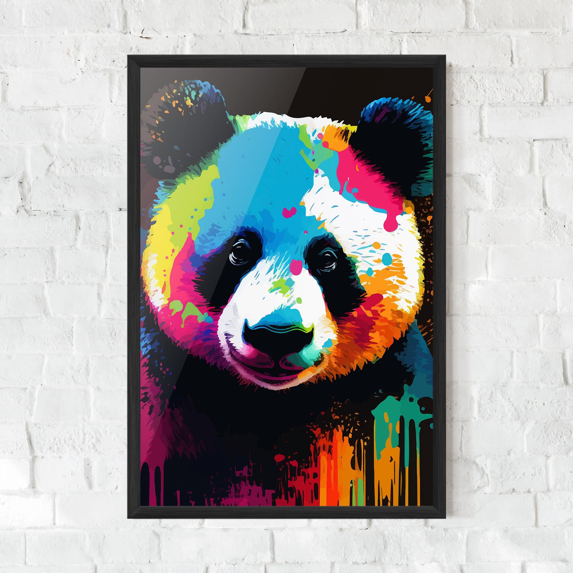 Gerahmte Poster Panda Color Art mockup 0