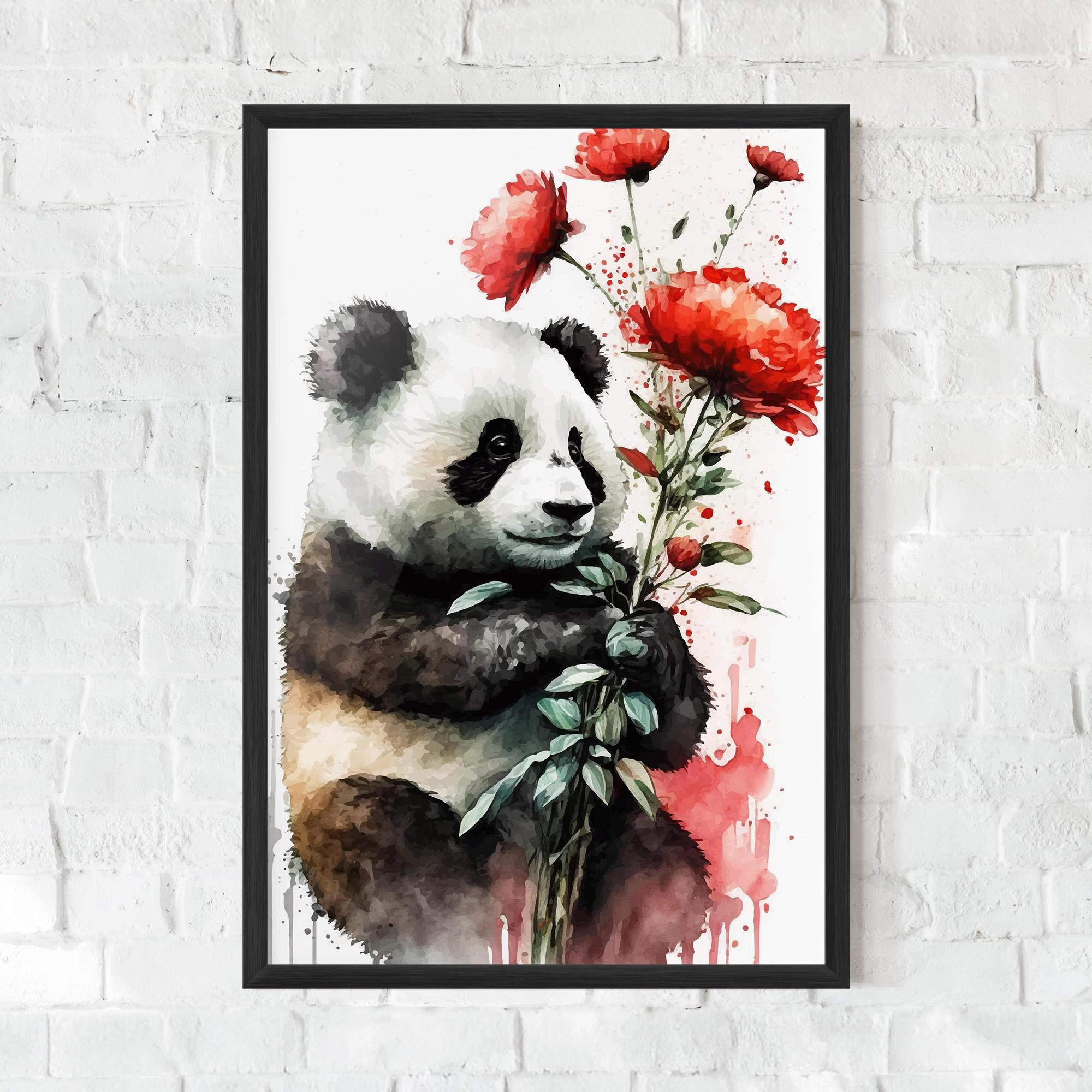Gerahmte Poster Red Flower Panda mockup 0