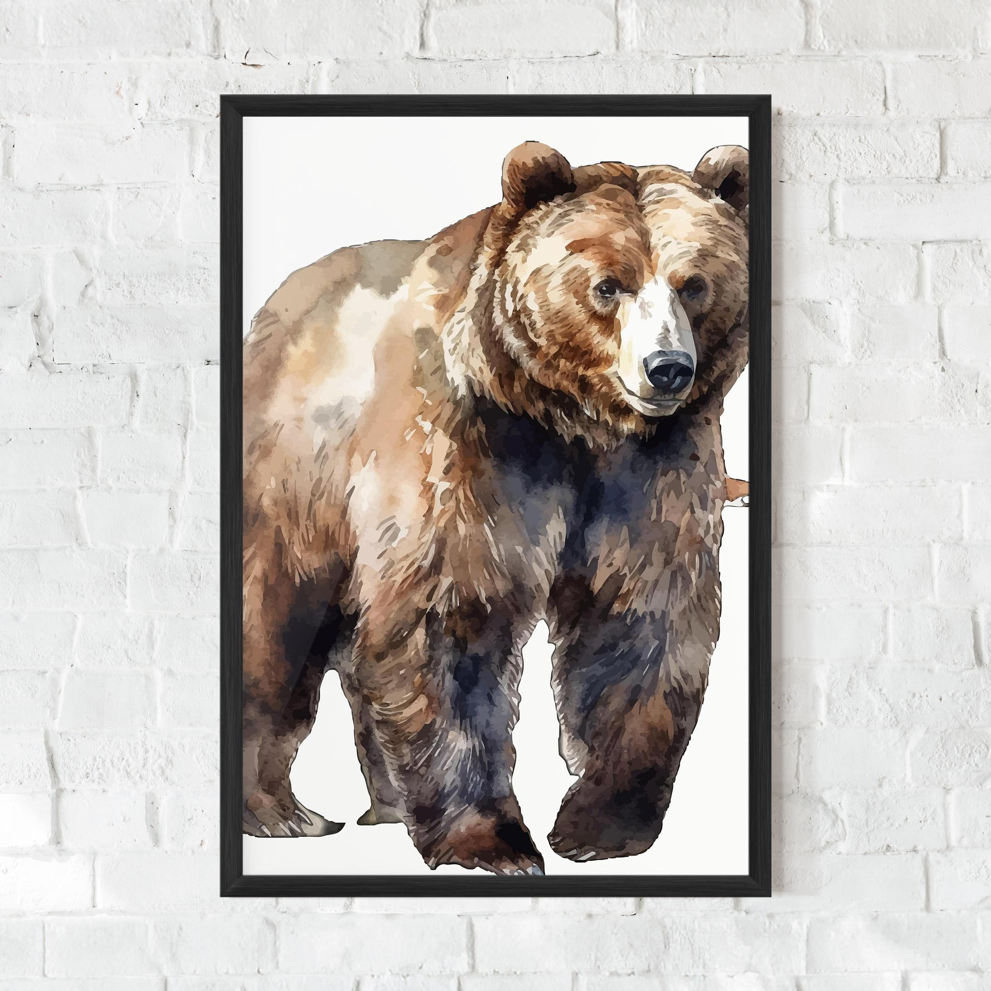 Gerahmte Poster Watercolor Bear Art mockup 0