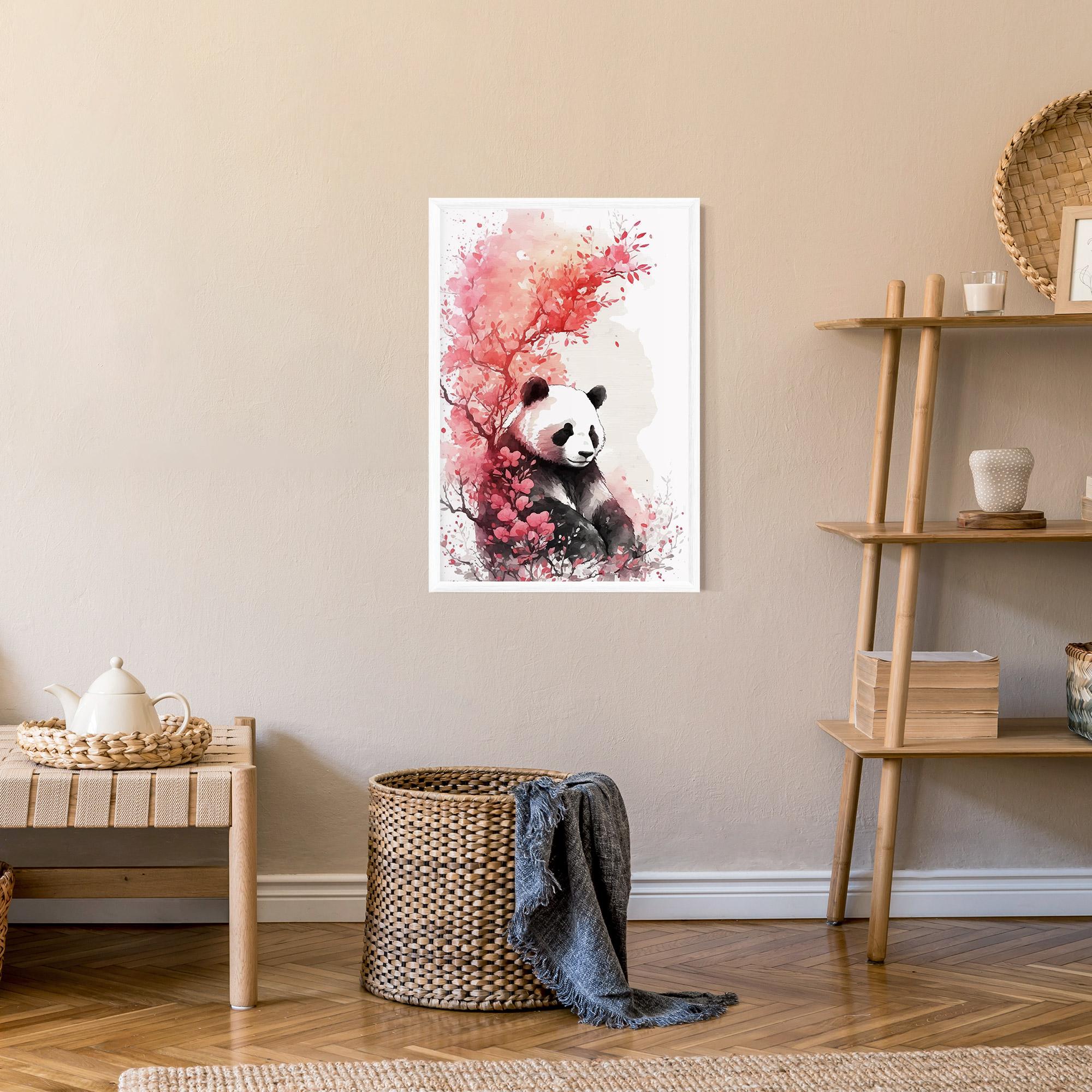 Gerahmte Poster Pink Flower Panda mockup 9