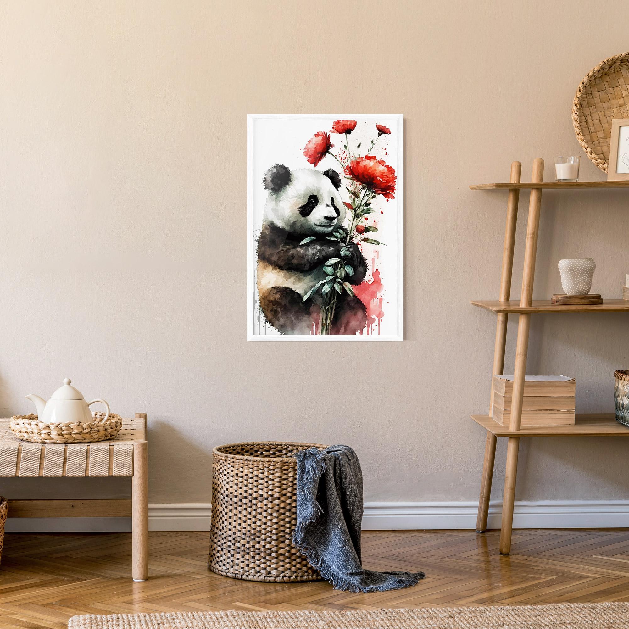 Gerahmte Poster Red Flower Panda mockup 9