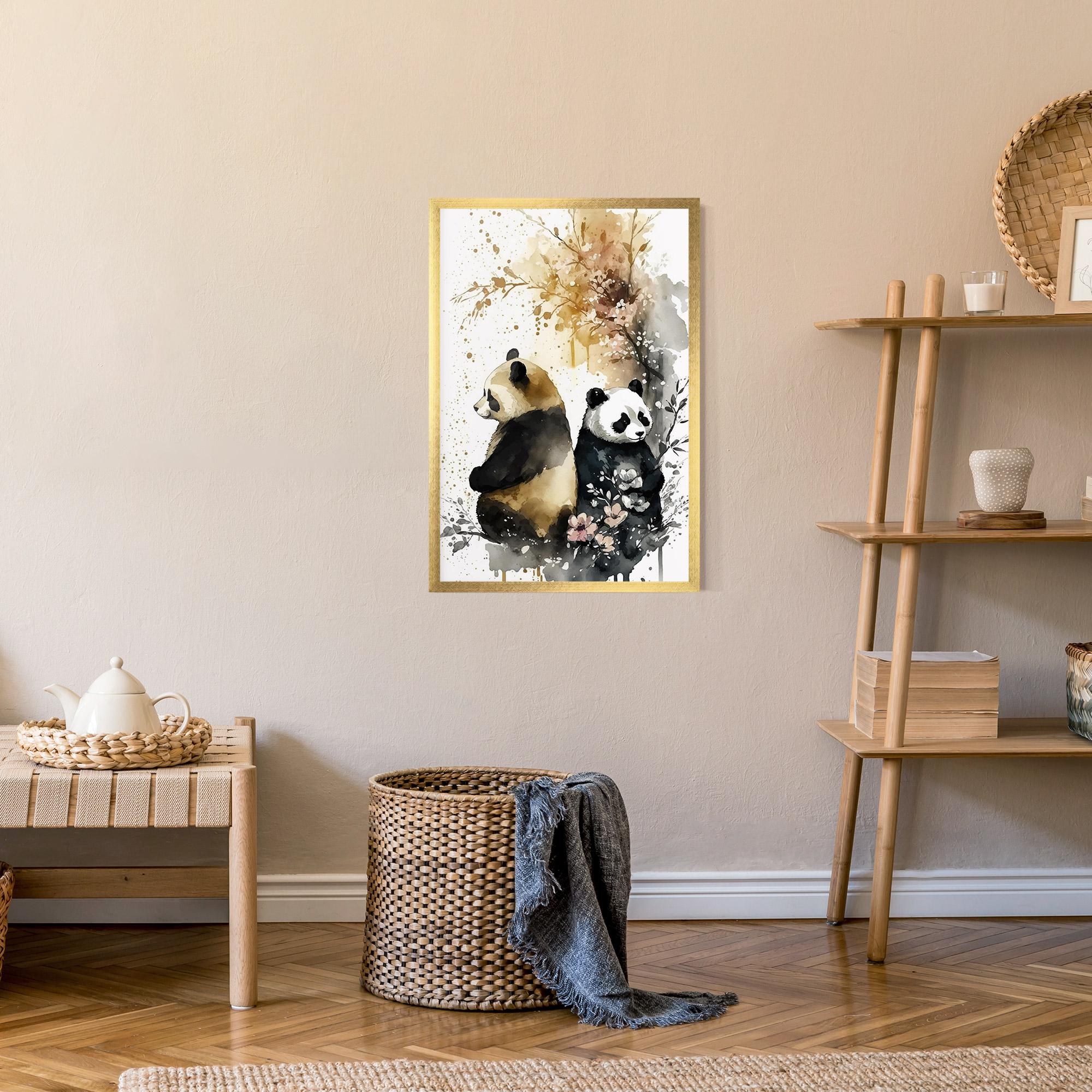 Gerahmte Poster Gold Panda Art mockup 9