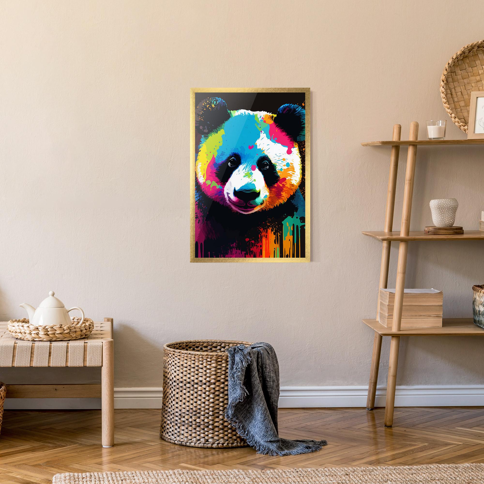Gerahmte Poster Panda Color Art mockup 9