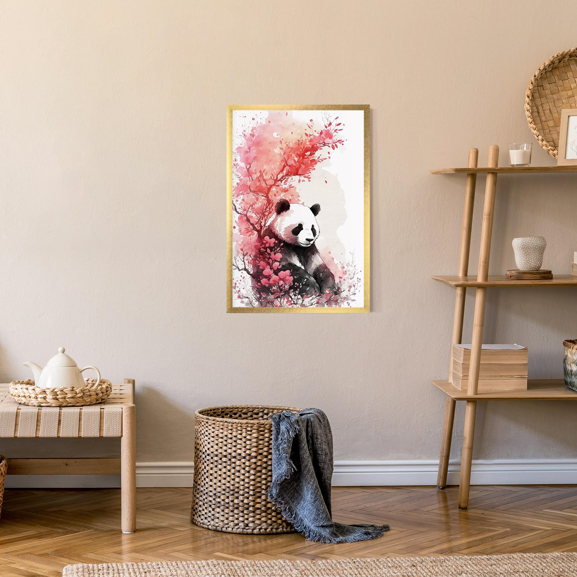 Gerahmte Poster Pink Flower Panda mockup 9