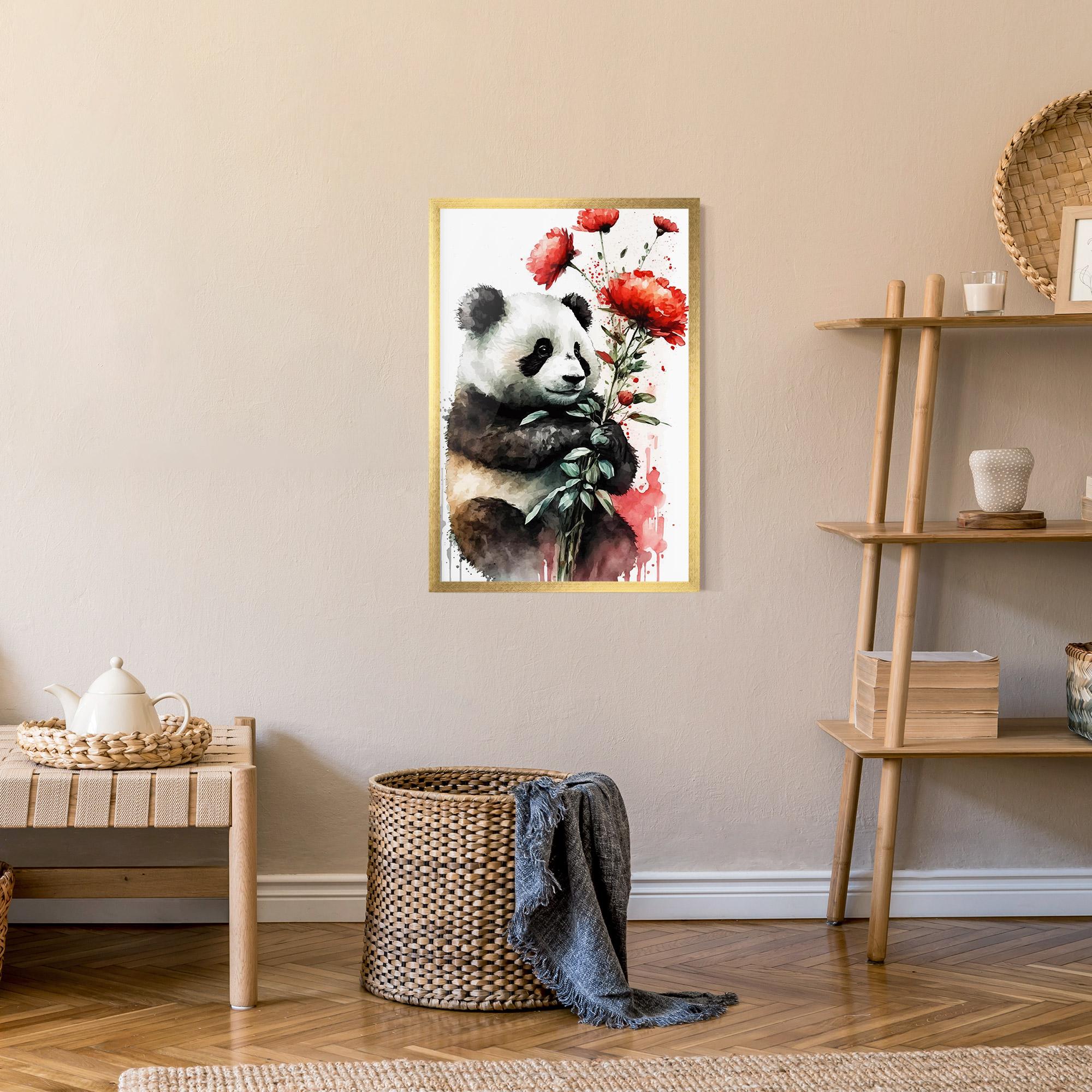 Gerahmte Poster Red Flower Panda mockup 9