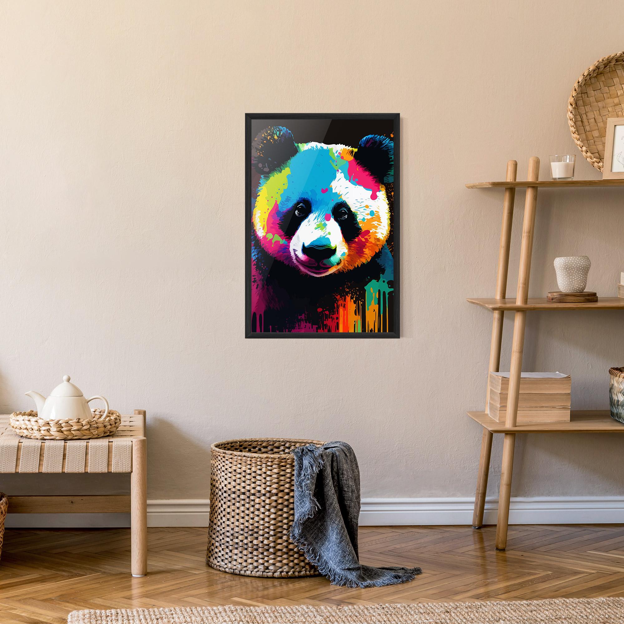Gerahmte Poster Panda Color Art mockup 9