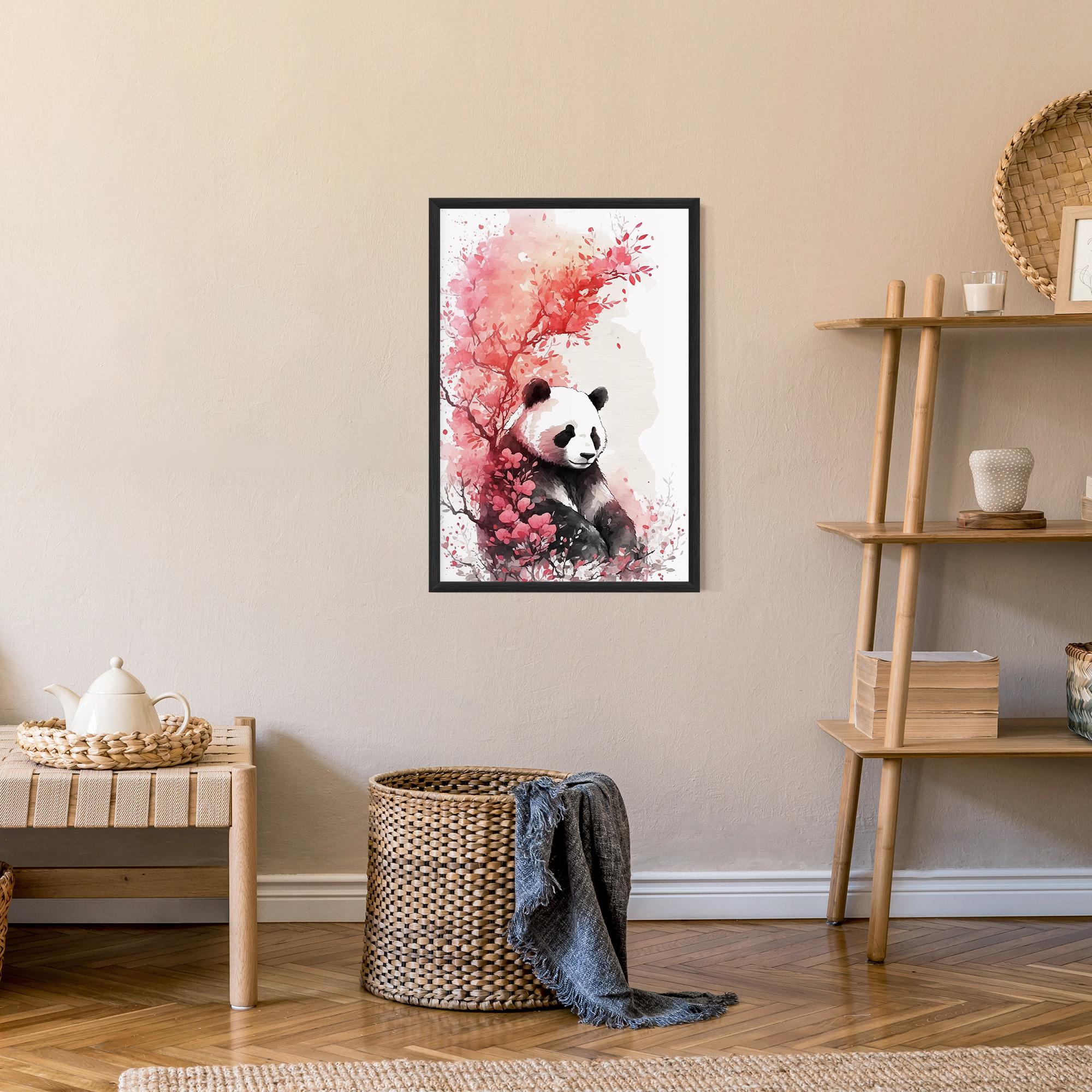 Gerahmte Poster Pink Flower Panda mockup 9