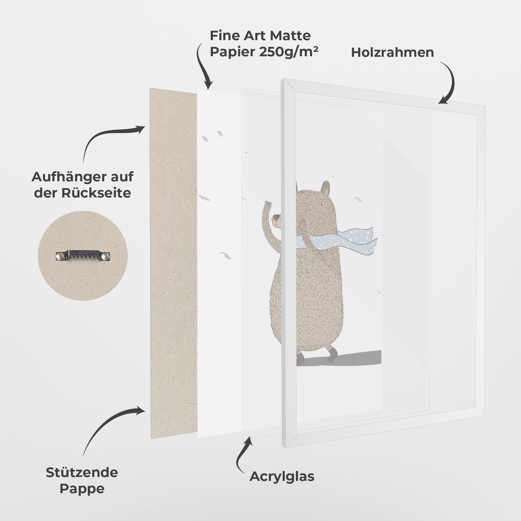 Gerahmte Poster Bear Wearing A Scarf mockup 1