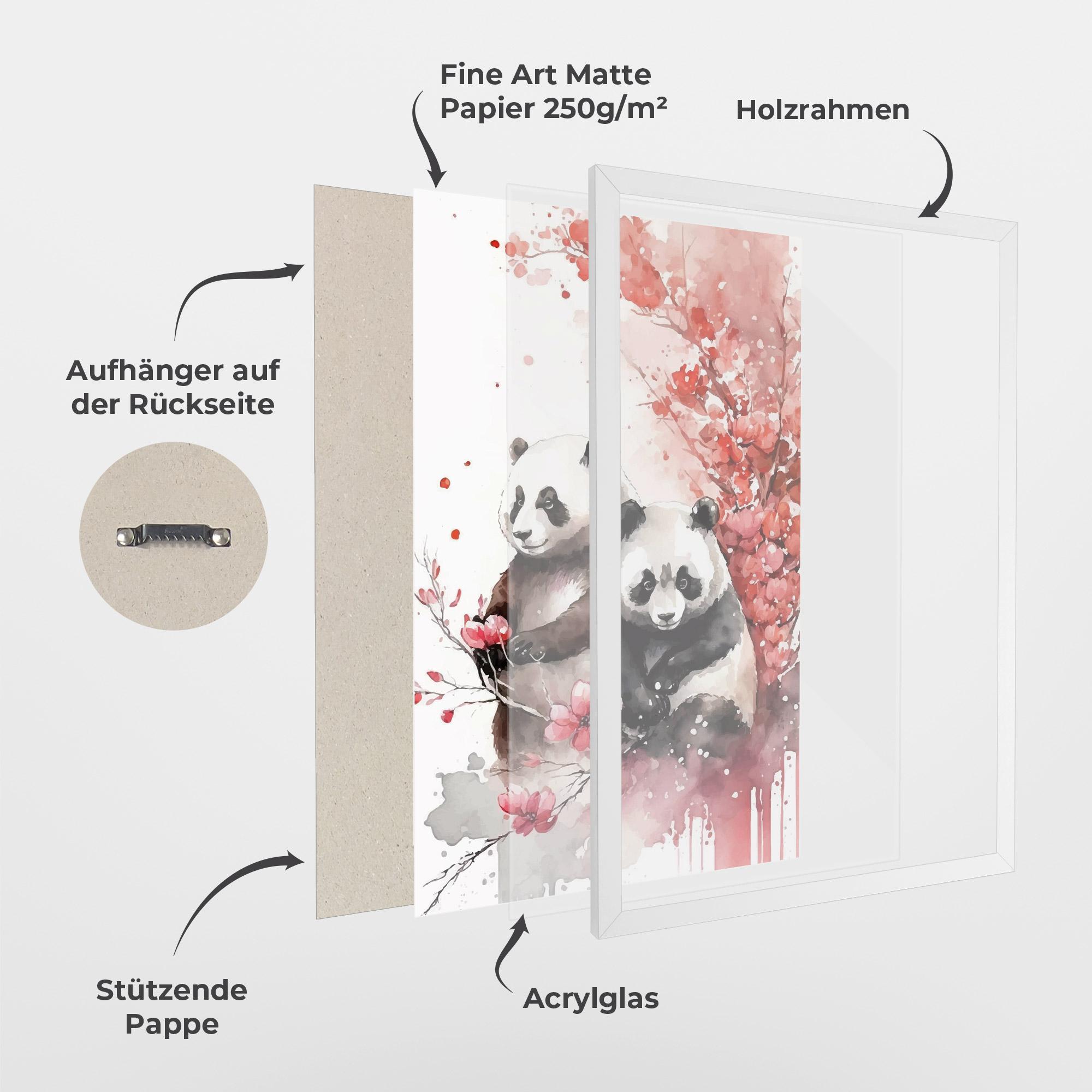 Gerahmte Poster Blossom Panda mockup 1