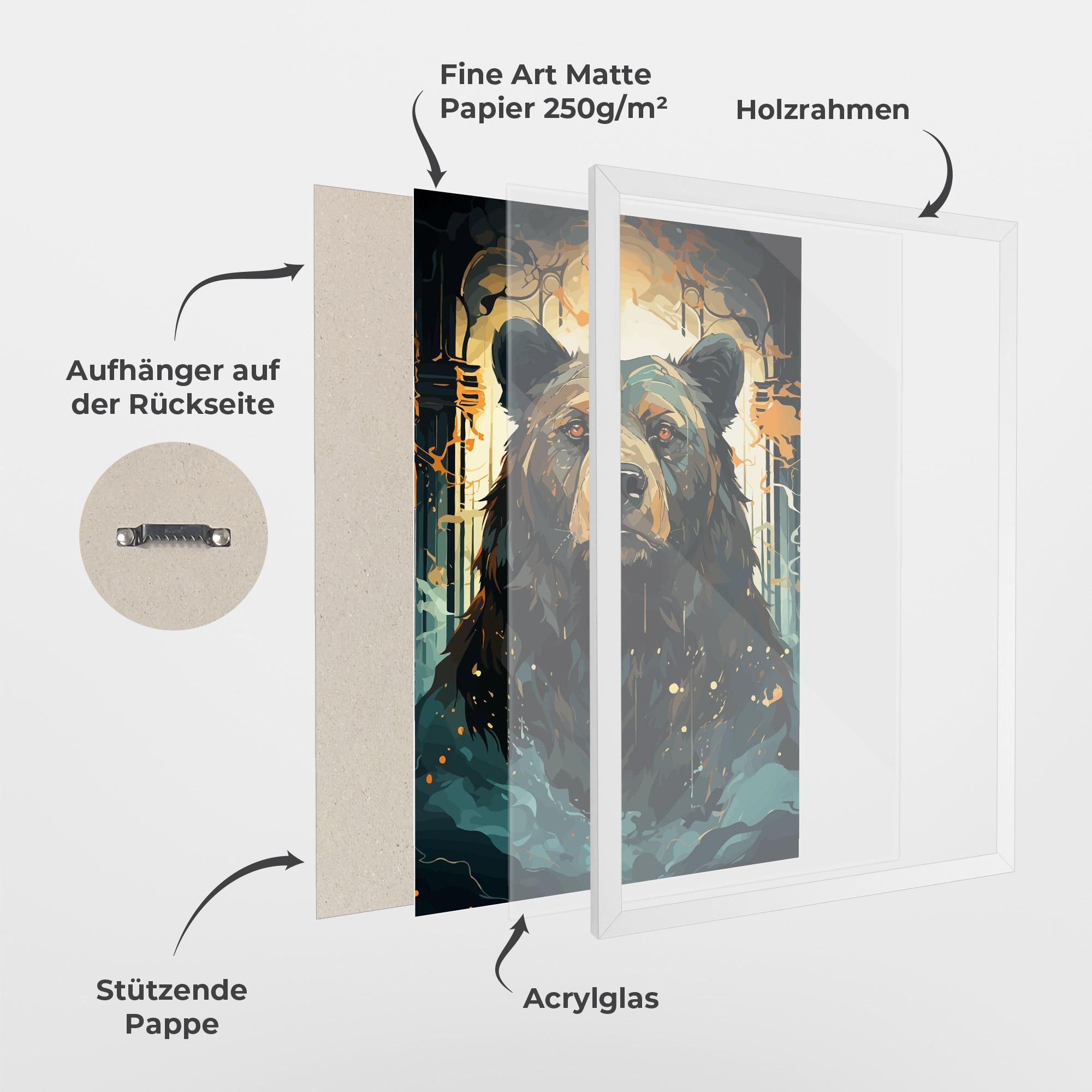 Gerahmte Poster Brown Bear Art mockup 1