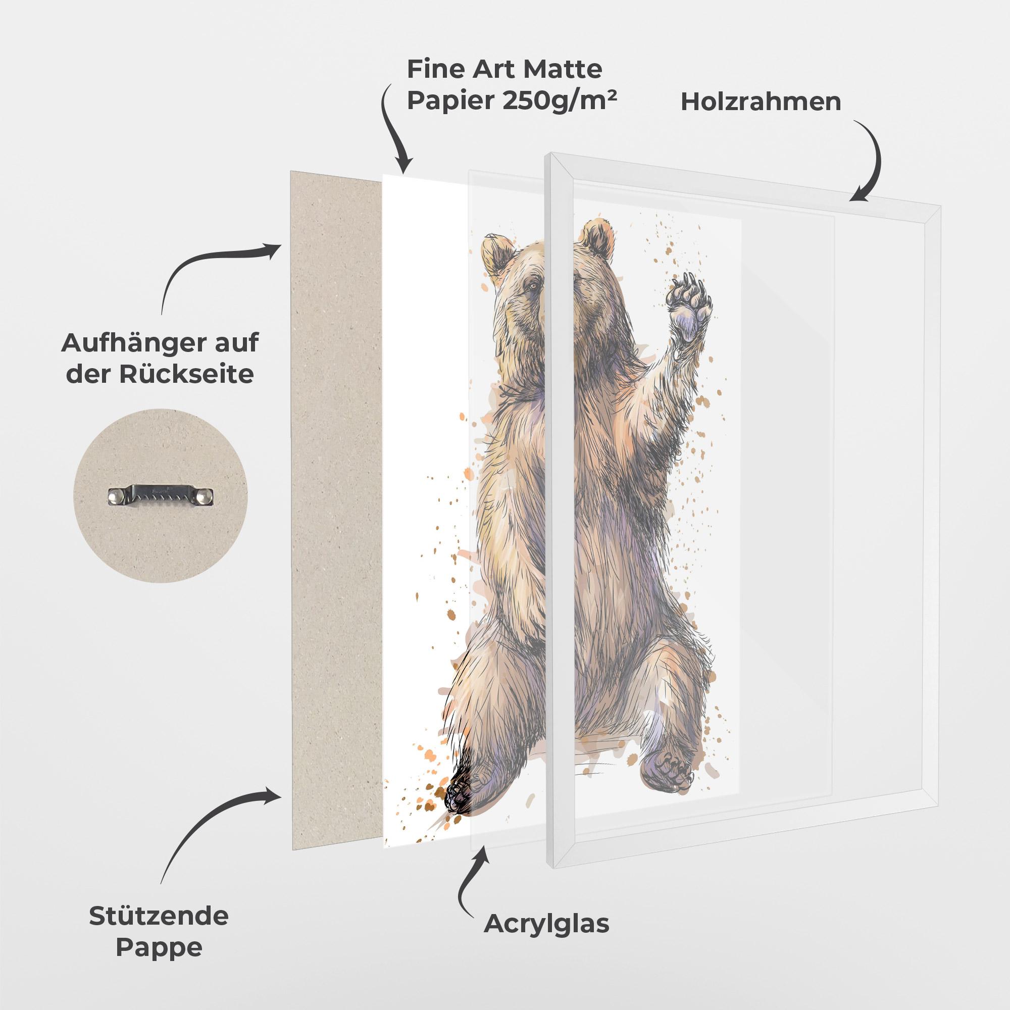 Gerahmte Poster Brown Purple Bear mockup 1