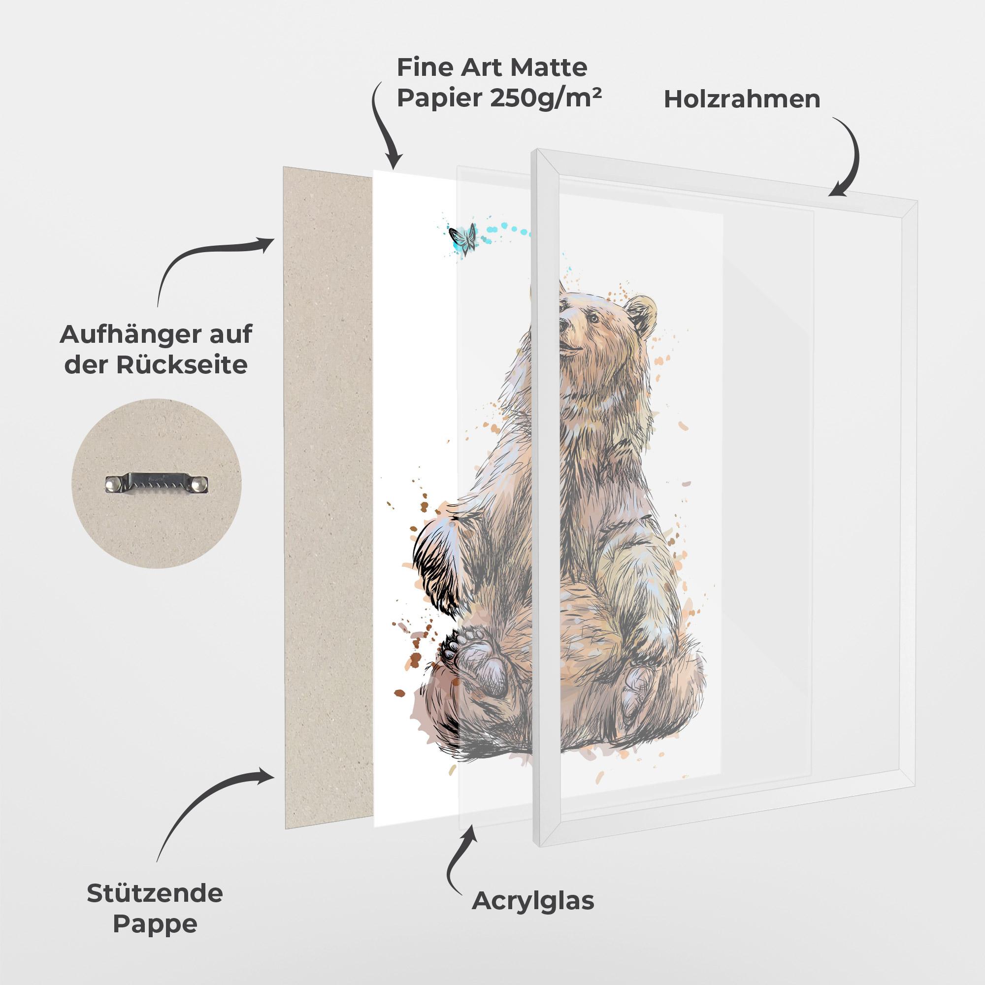 Gerahmte Poster Butterfly Bear mockup 1