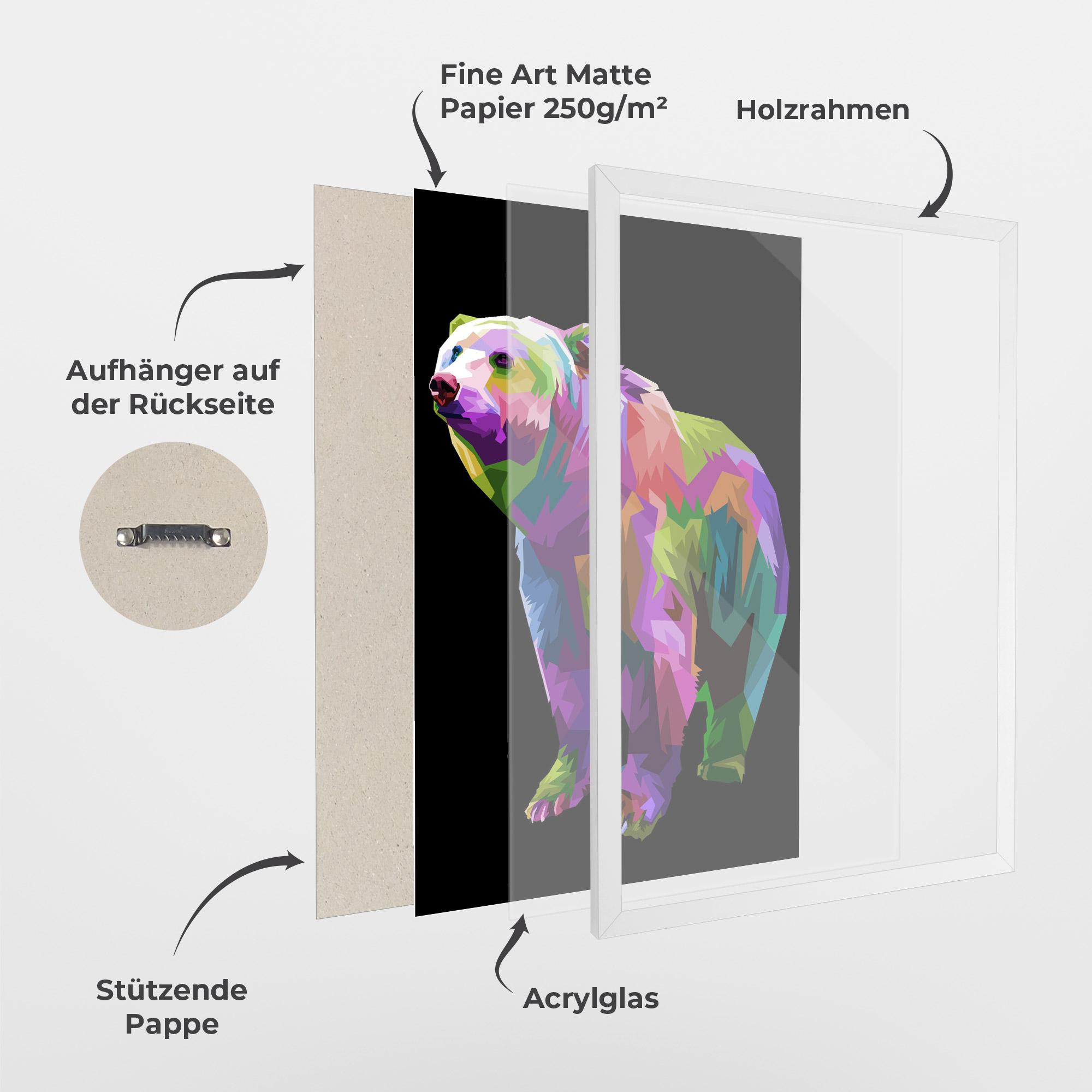 Gerahmte Poster Colorful Icebear mockup 1