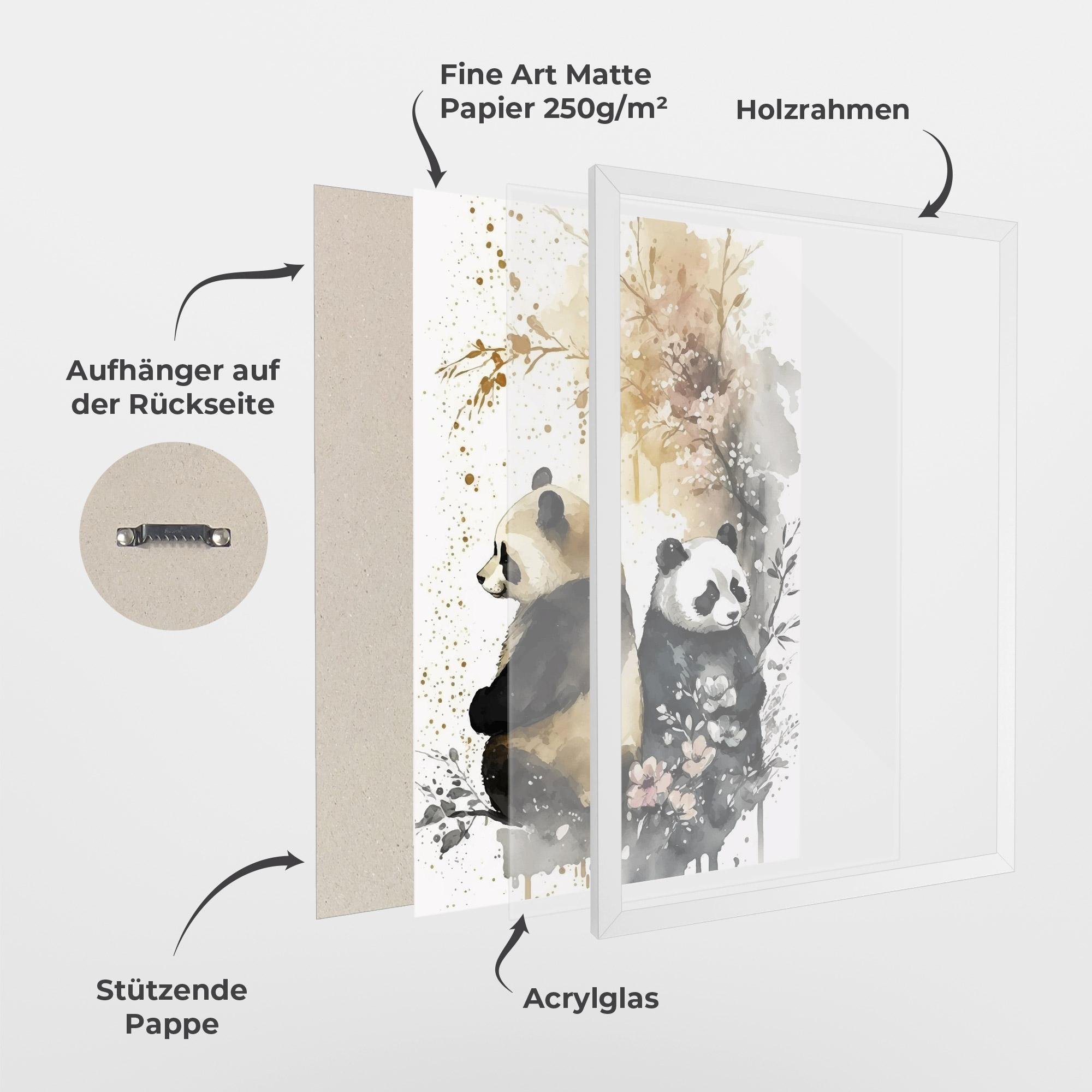 Gerahmte Poster Gold Panda Art mockup 1