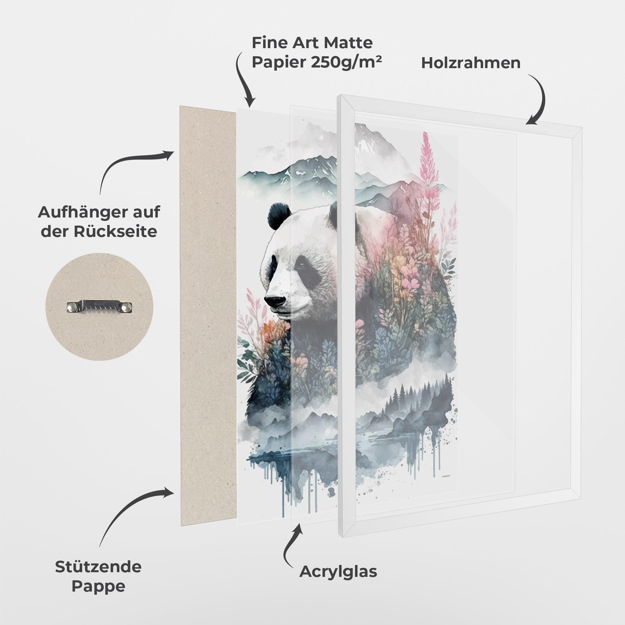 Gerahmte Poster Panda Art mockup 1