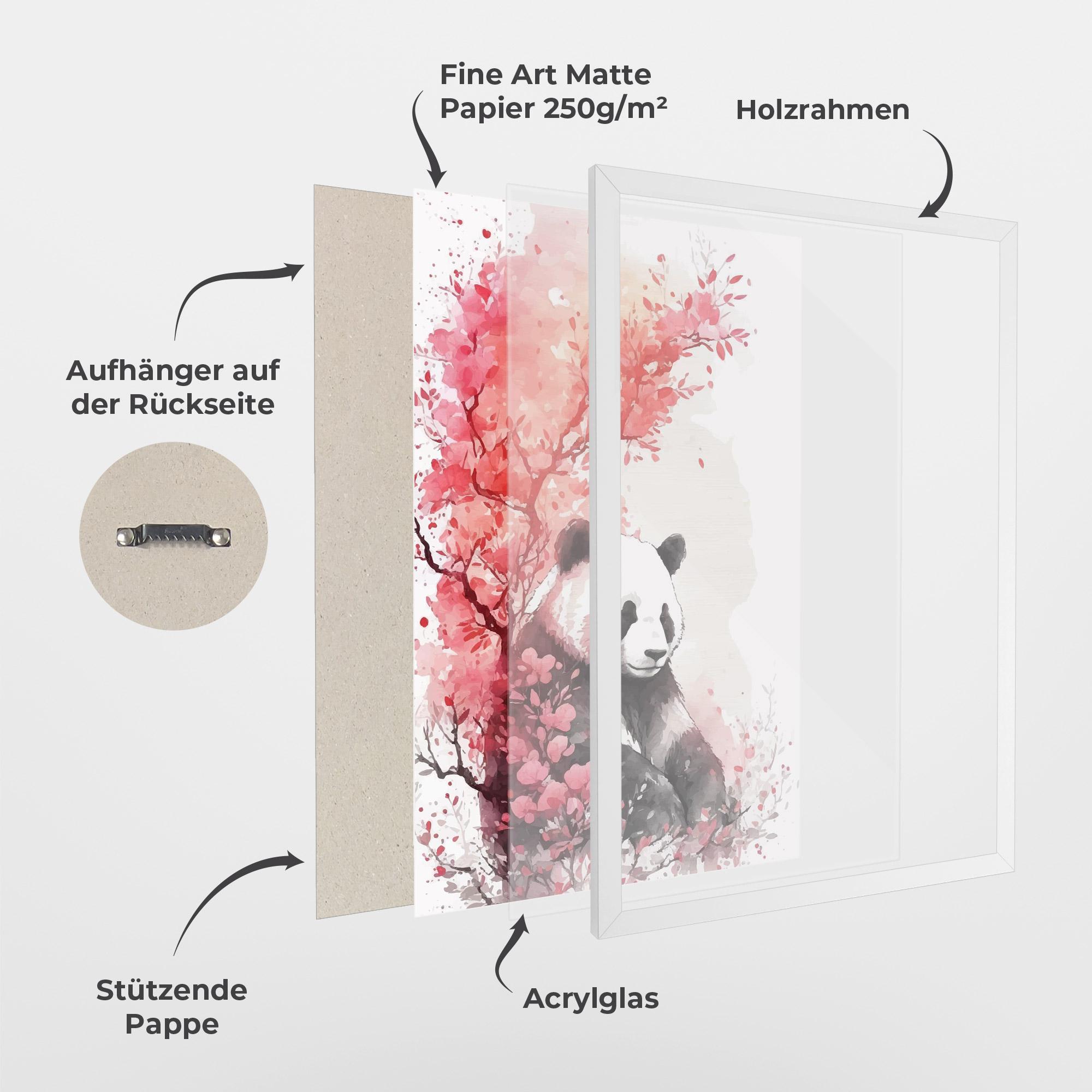 Gerahmte Poster Pink Flower Panda mockup 1
