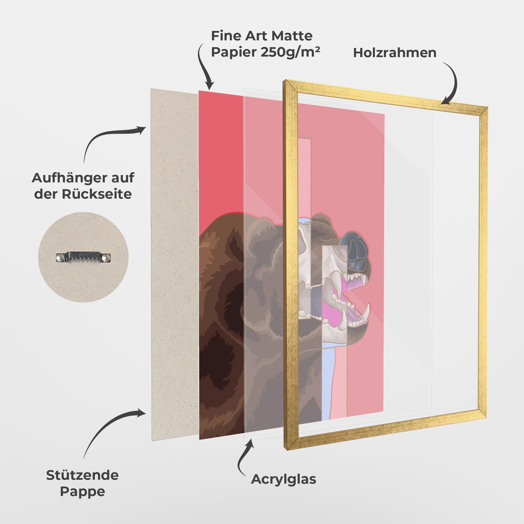 Gerahmte Poster Bear Bone Art mockup 1