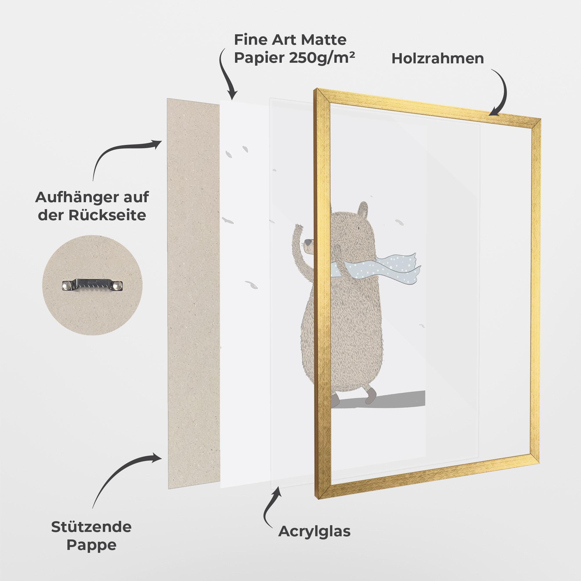 Gerahmte Poster Bear Wearing A Scarf mockup 1