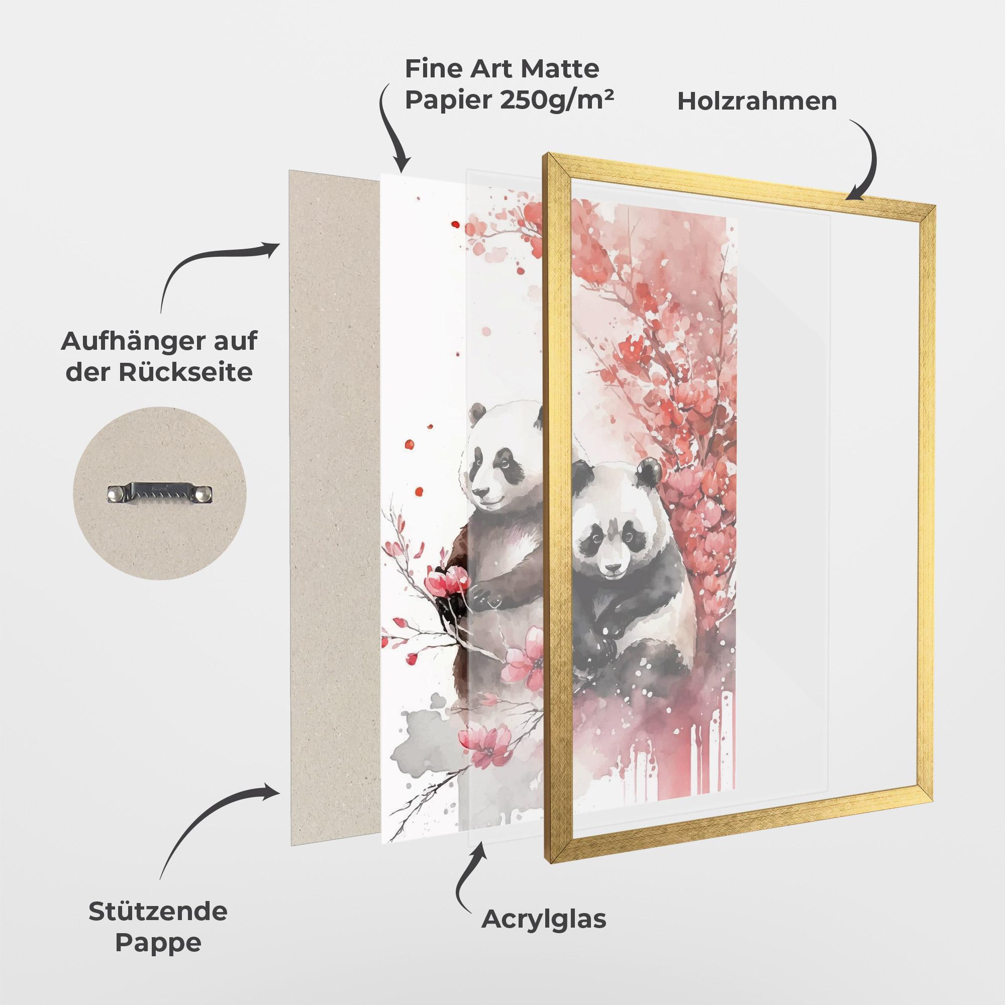 Gerahmte Poster Blossom Panda mockup 1