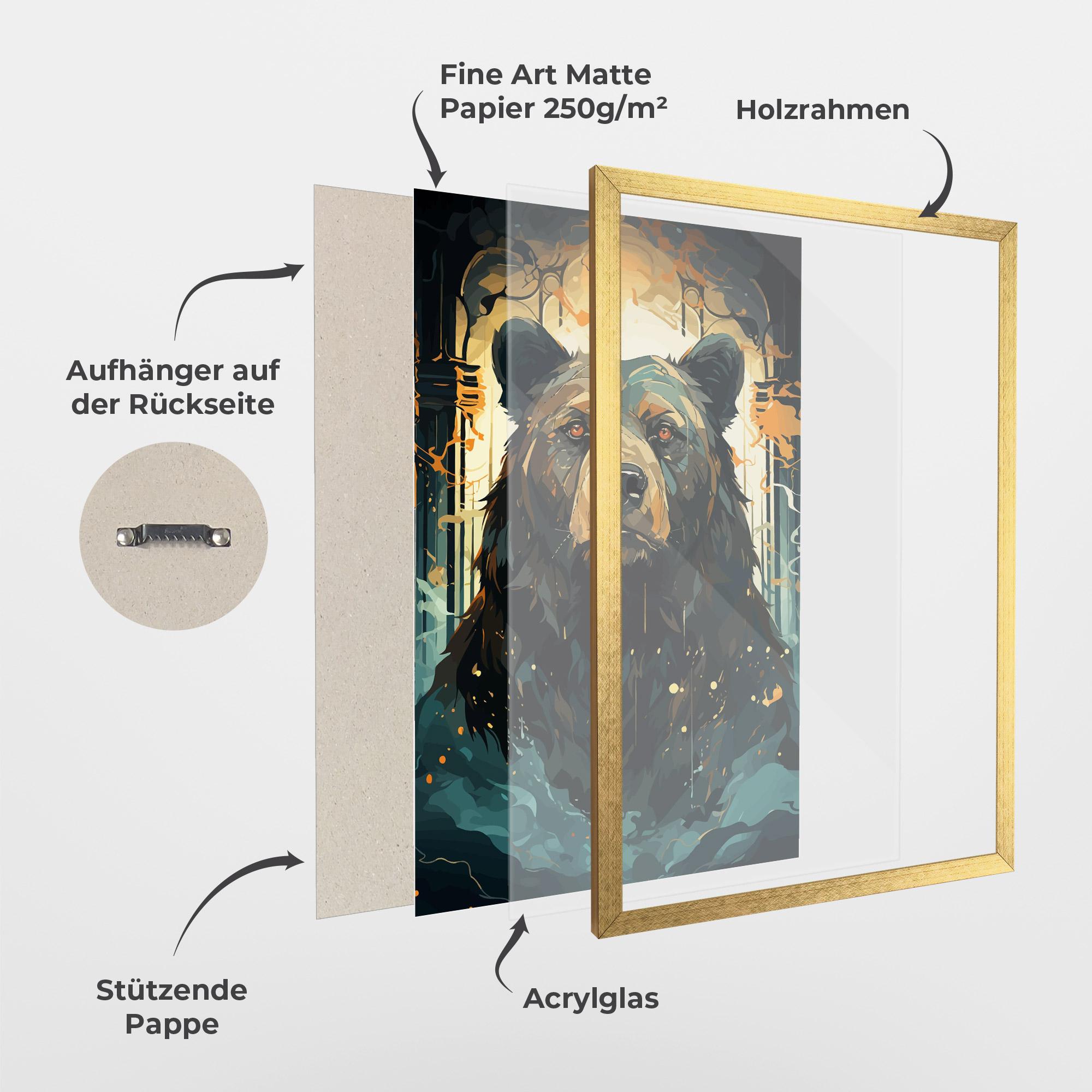 Gerahmte Poster Brown Bear Art mockup 1