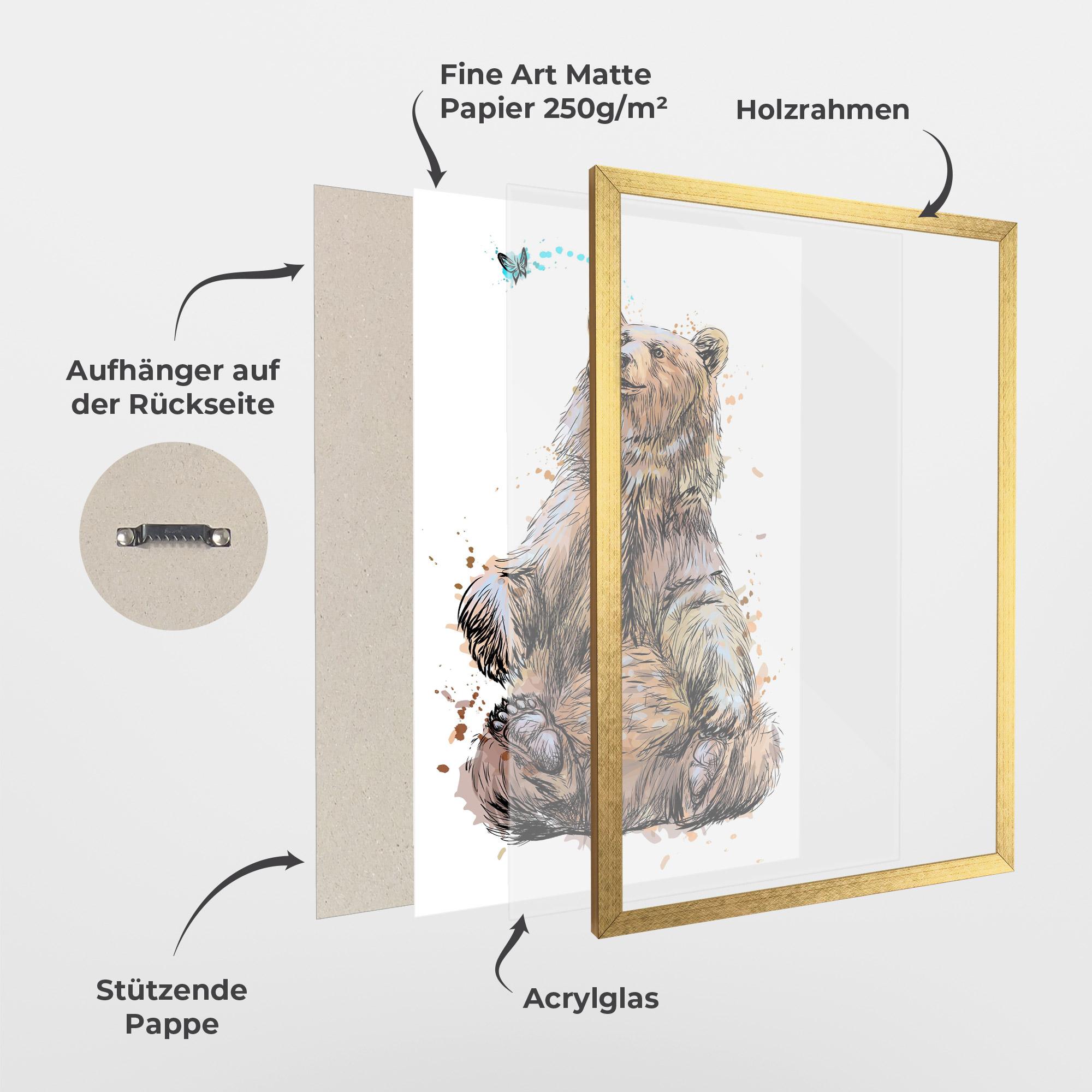 Gerahmte Poster Butterfly Bear mockup 1
