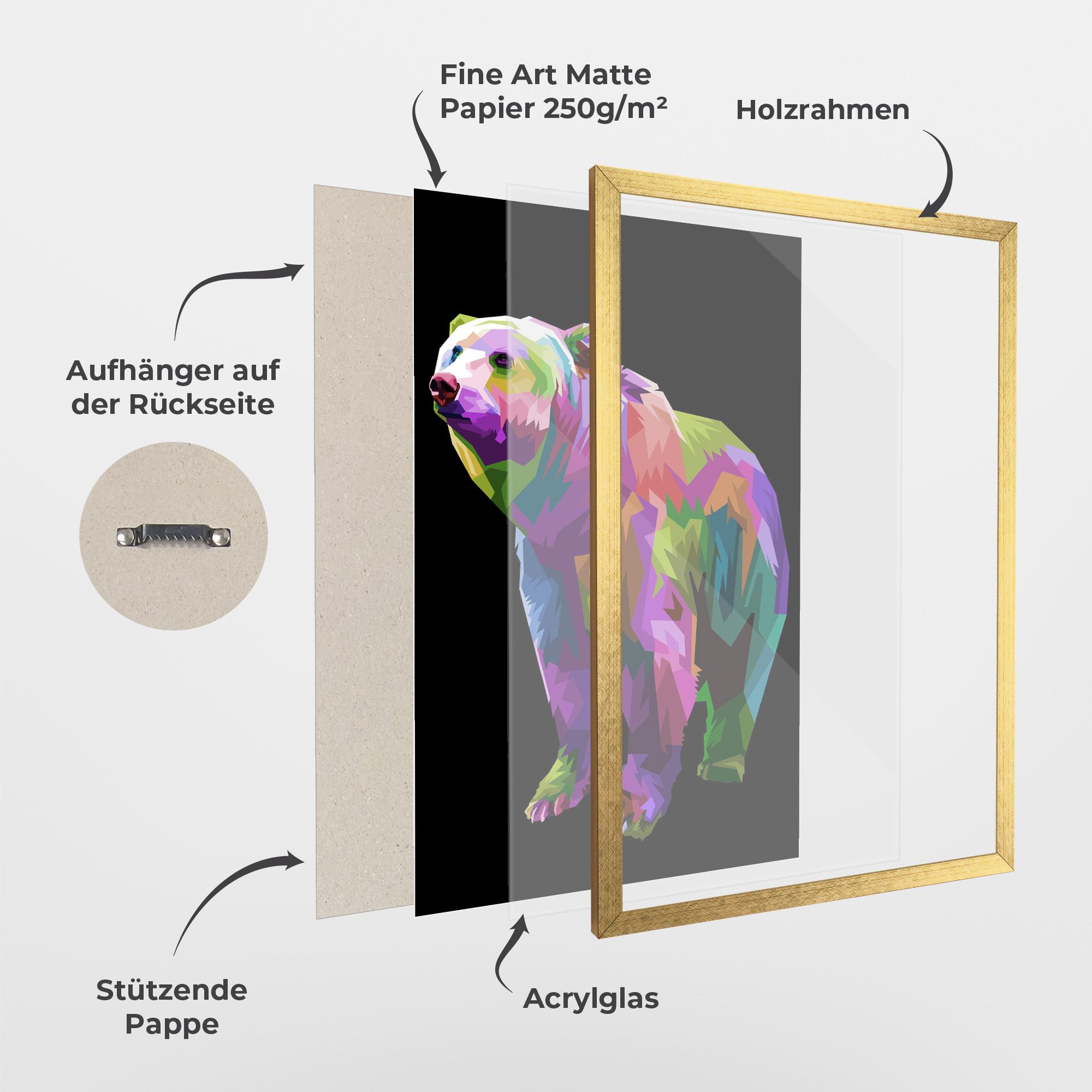 Gerahmte Poster Colorful Icebear mockup 1