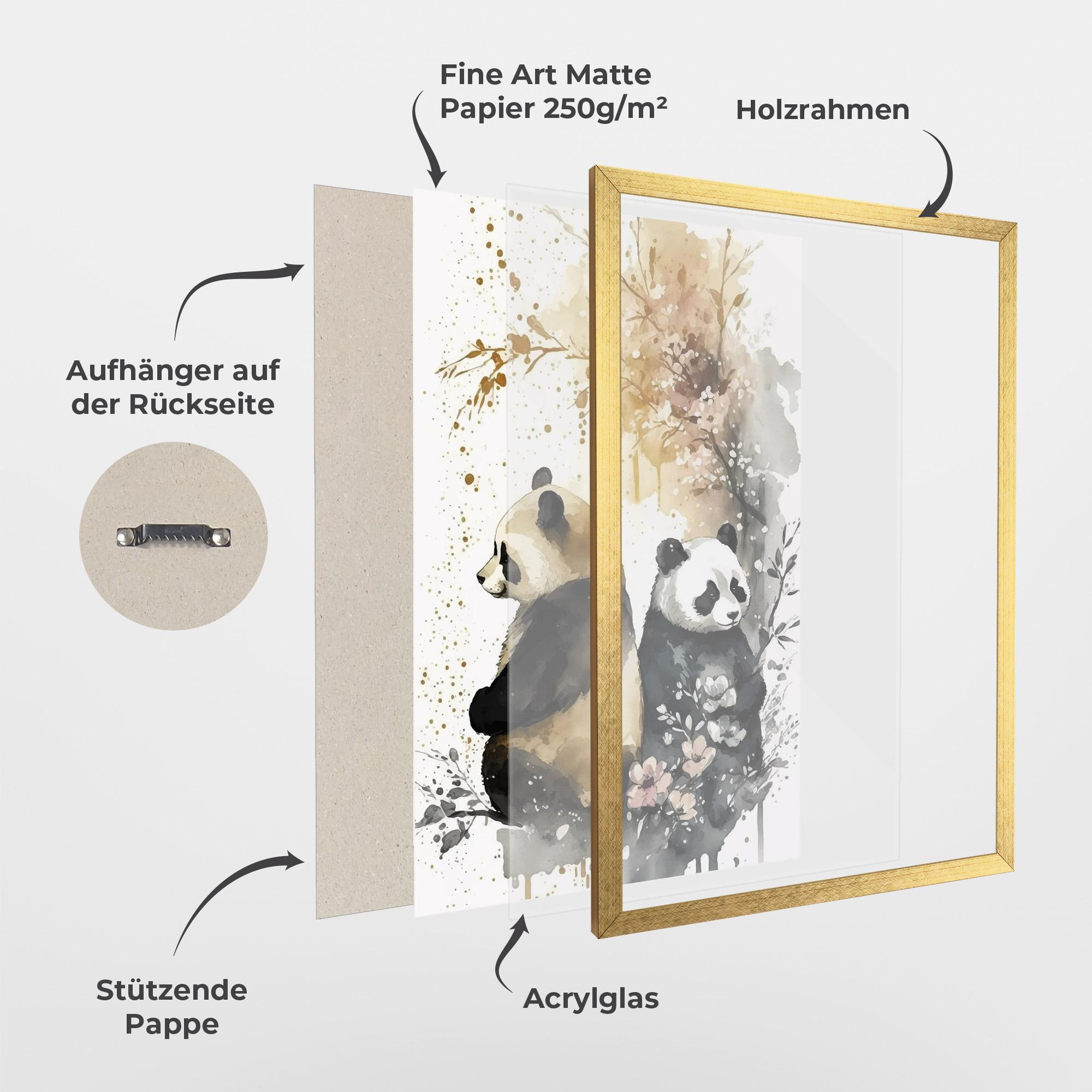 Gerahmte Poster Gold Panda Art mockup 1