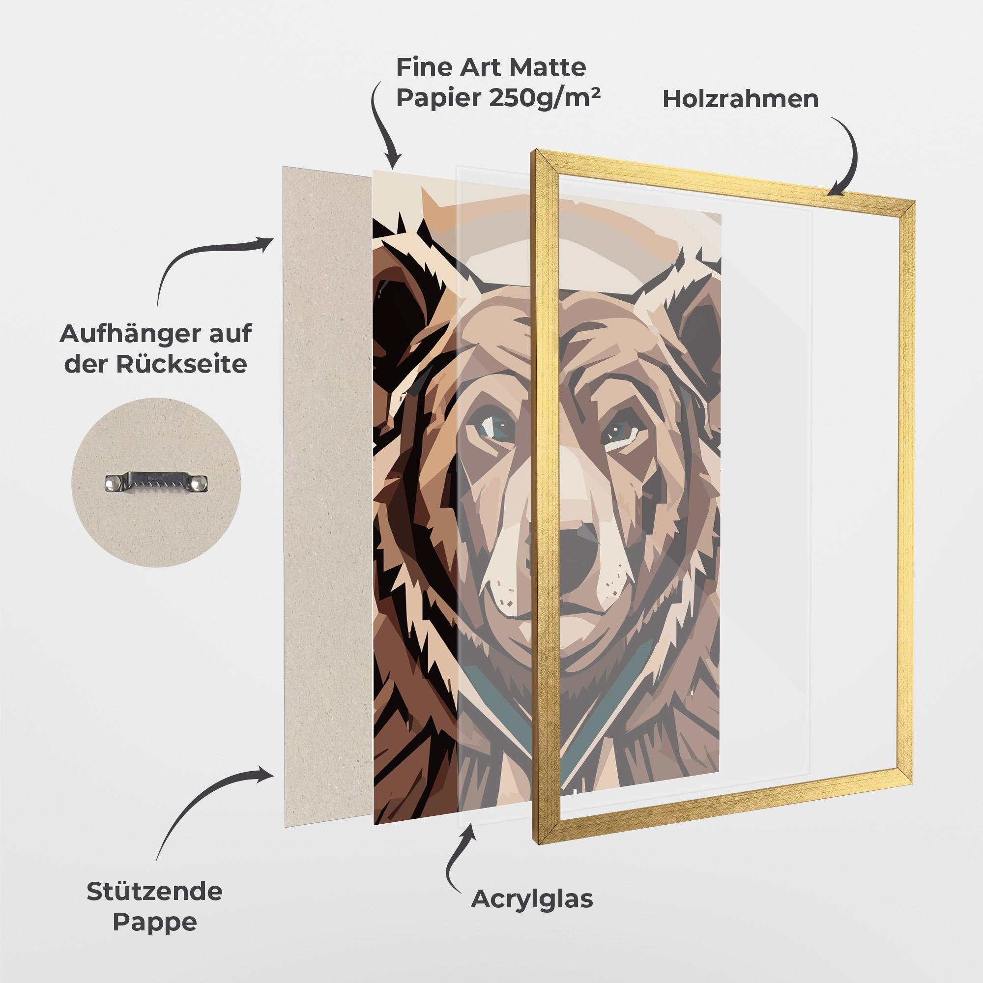 Gerahmte Poster Grizzly Art mockup 1