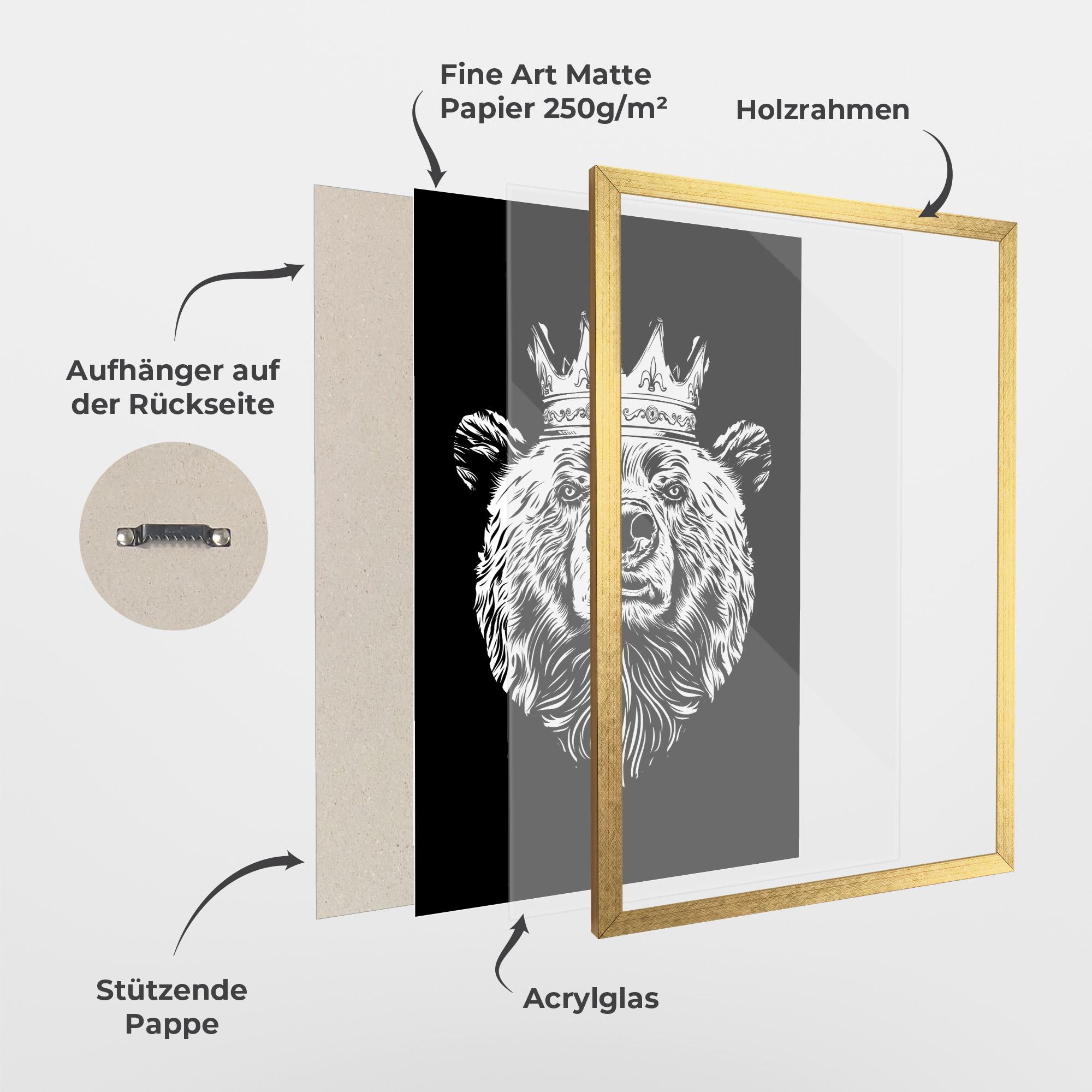 Gerahmte Poster King Bear mockup 1