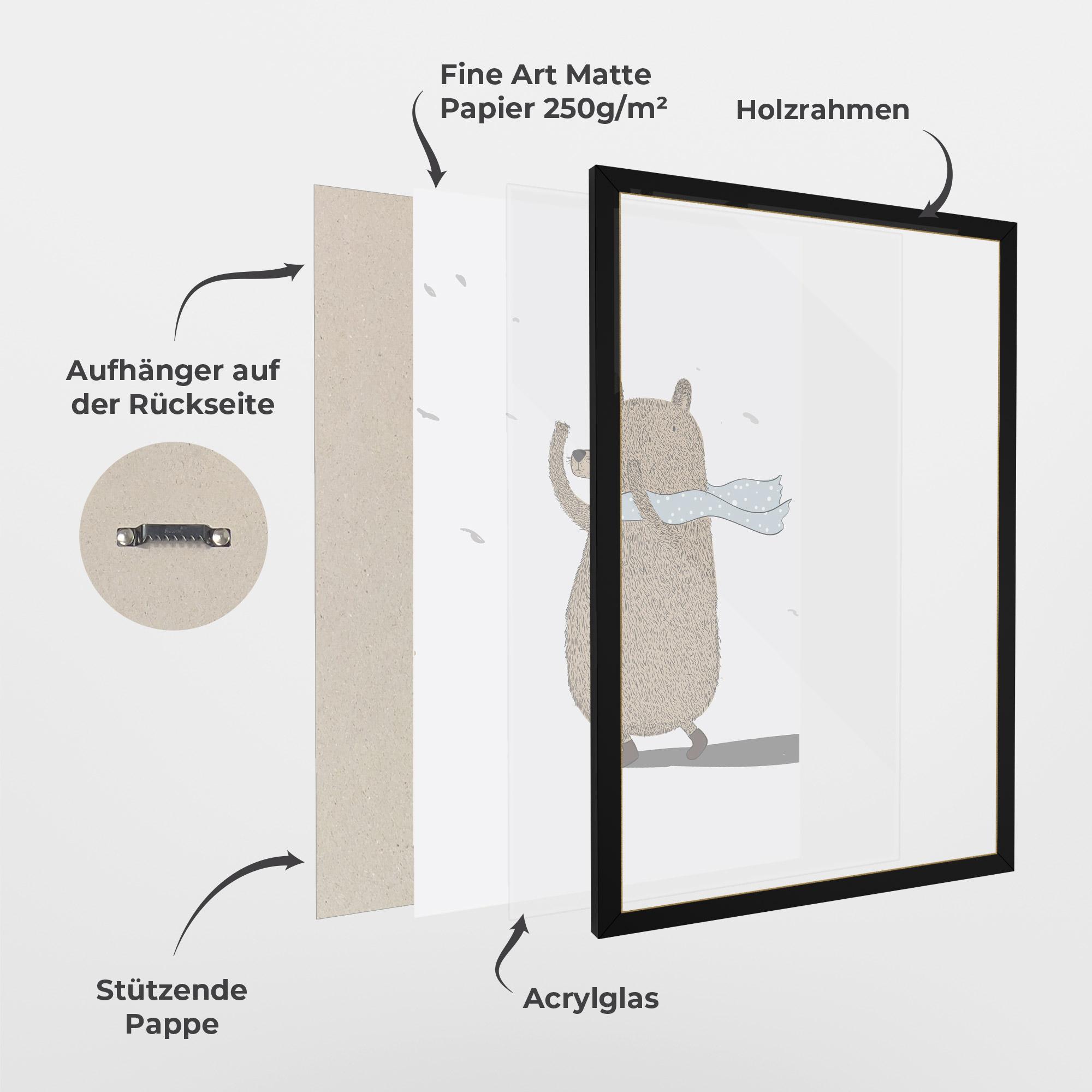 Gerahmte Poster Bear Wearing A Scarf mockup 1