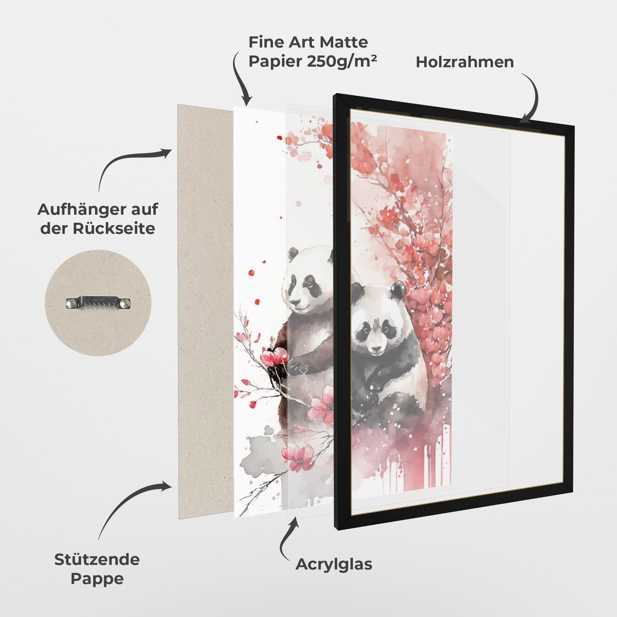 Gerahmte Poster Blossom Panda mockup 1