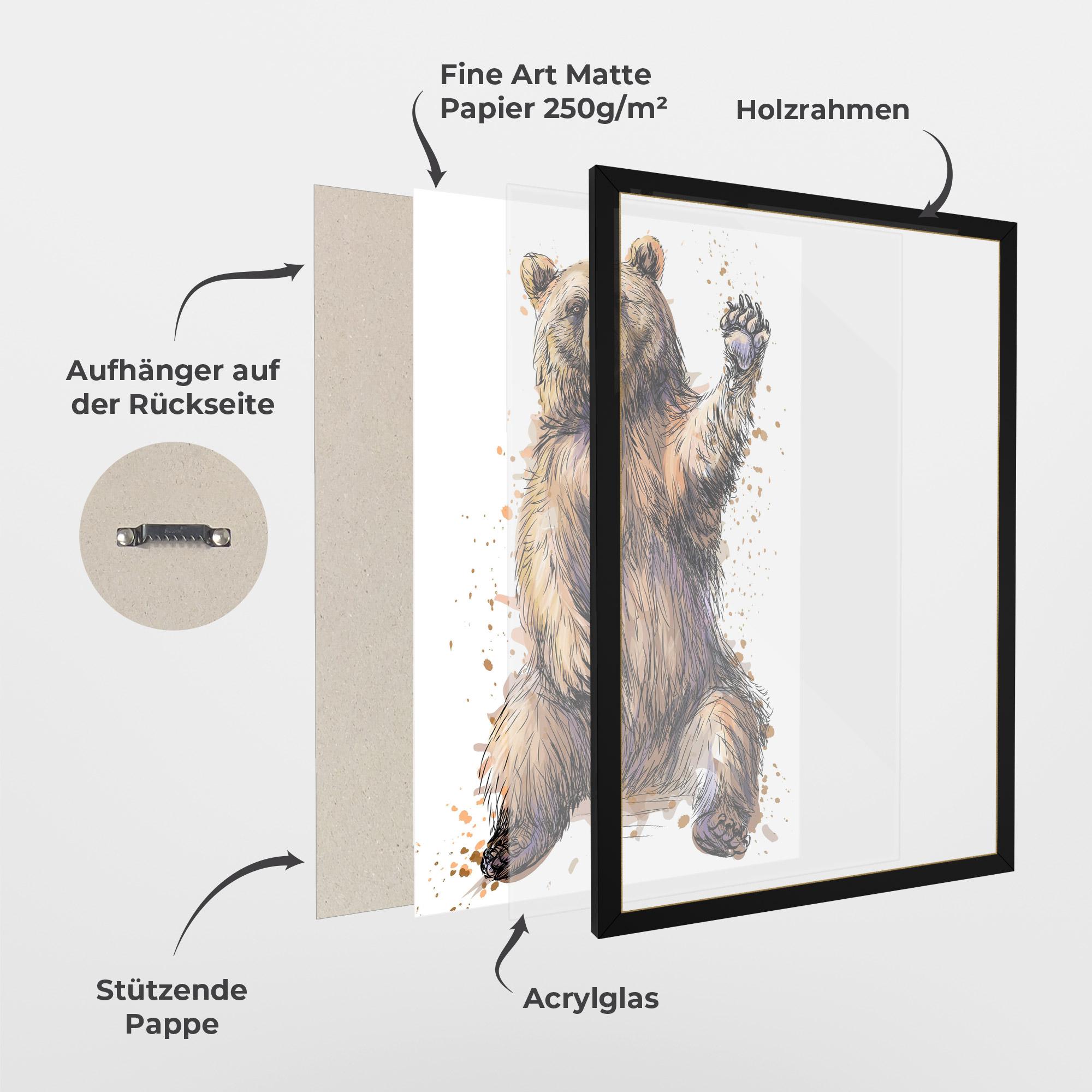 Gerahmte Poster Brown Purple Bear mockup 1