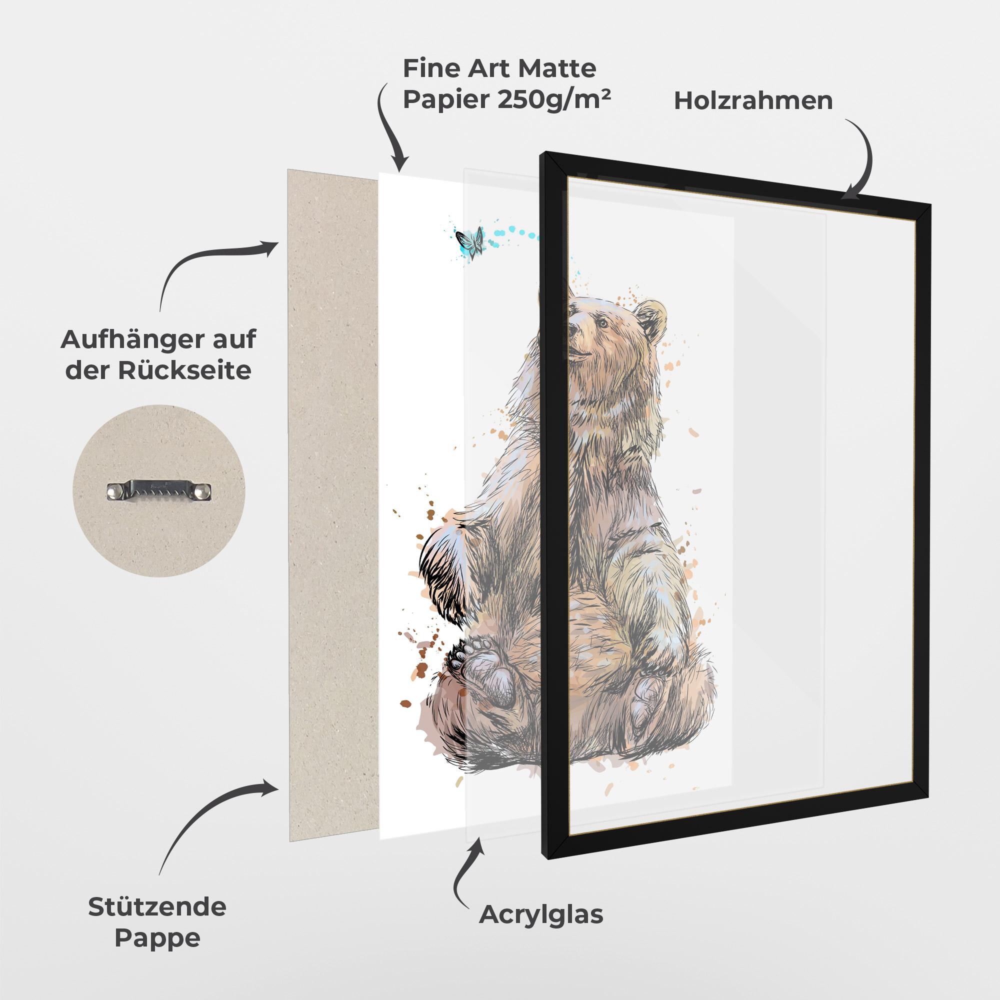 Gerahmte Poster Butterfly Bear mockup 1