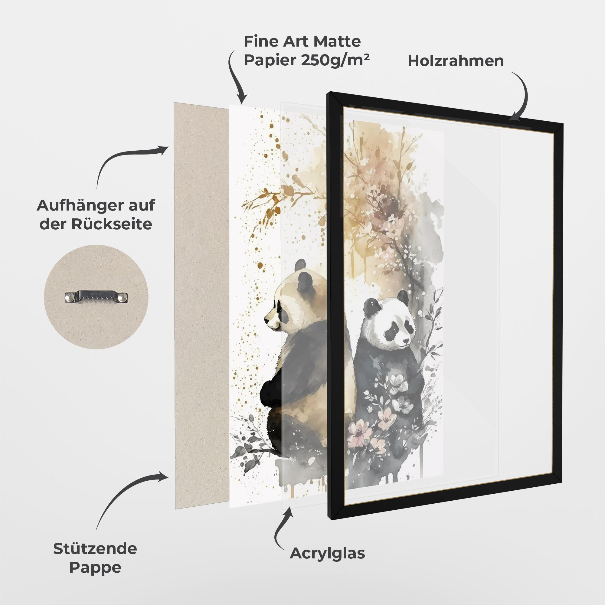 Gerahmte Poster Gold Panda Art mockup 1