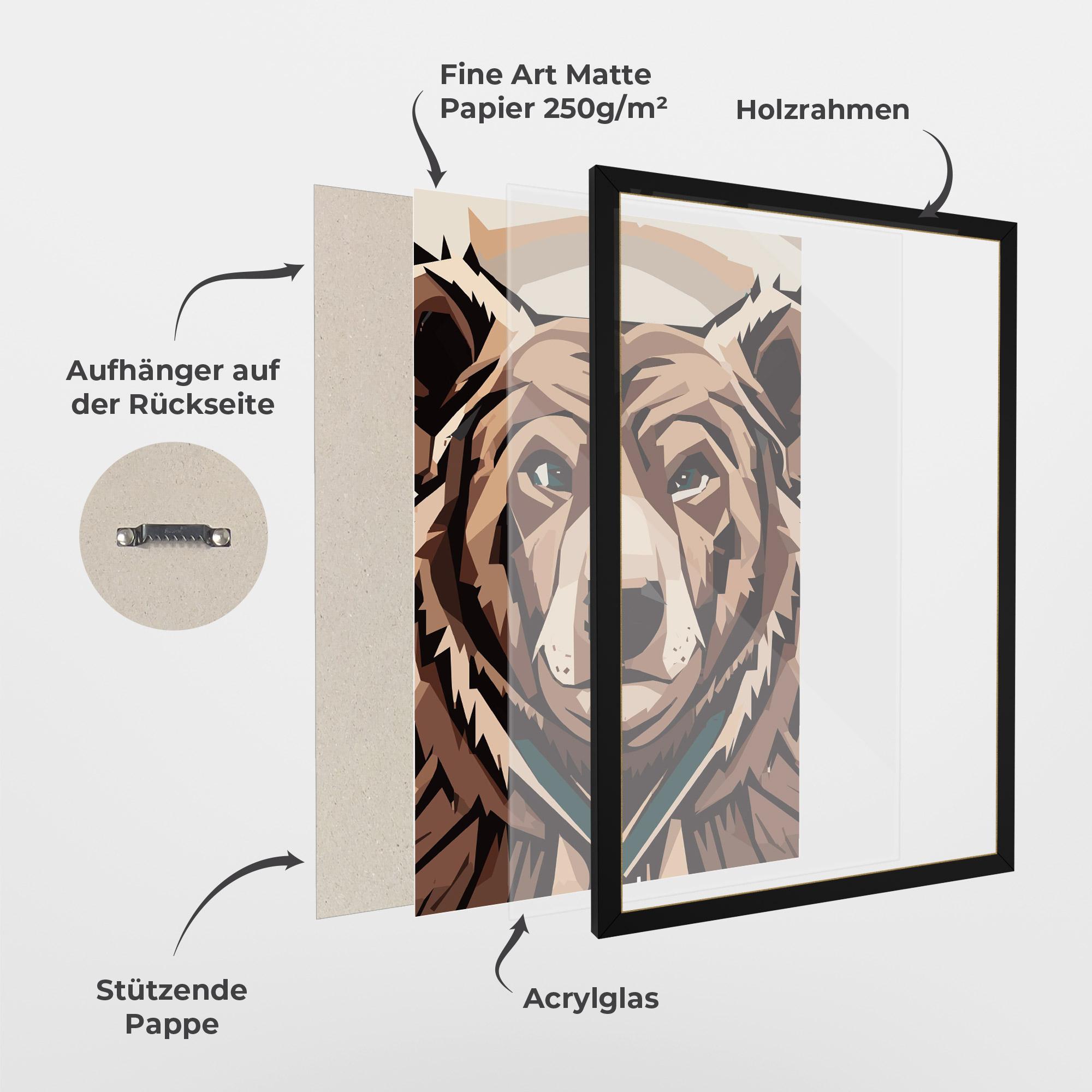 Gerahmte Poster Grizzly Art mockup 1