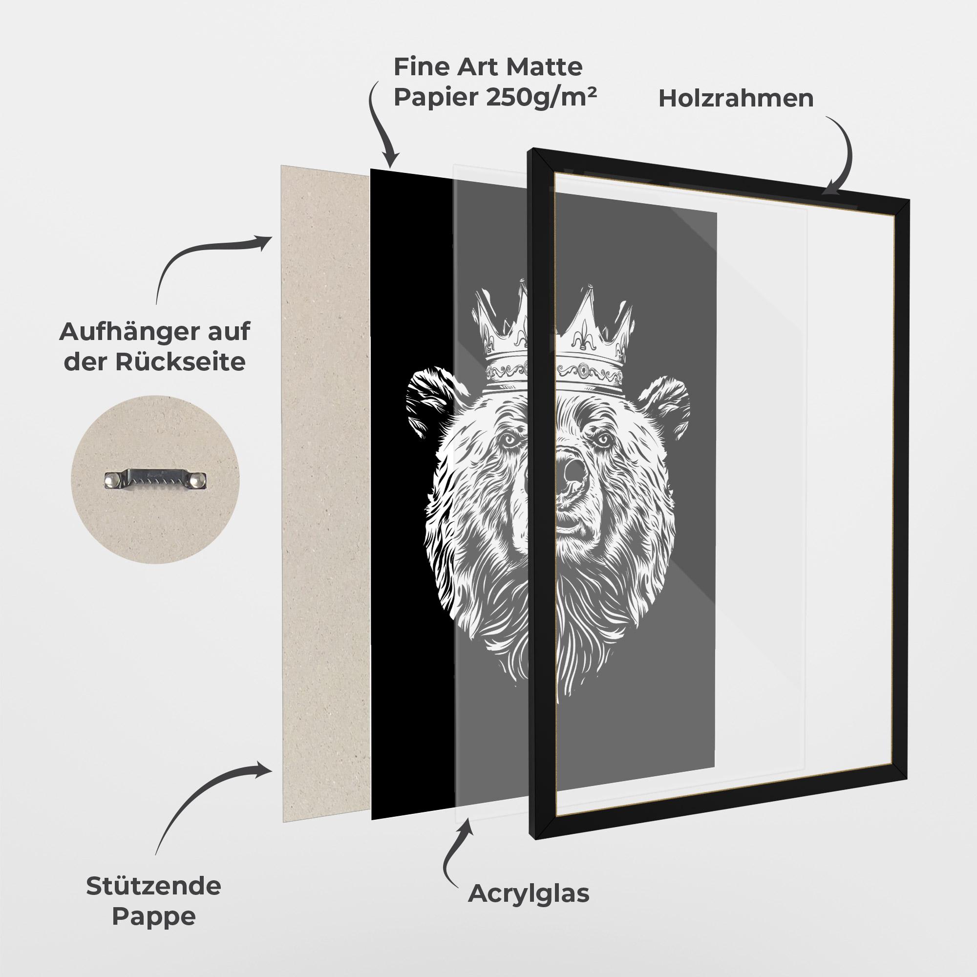 Gerahmte Poster King Bear mockup 1