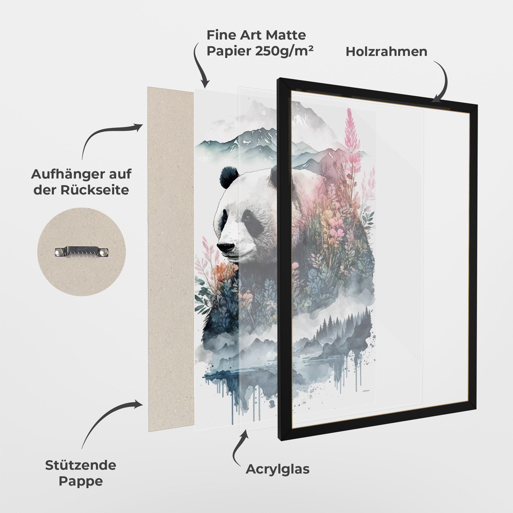 Gerahmte Poster Panda Art mockup 1