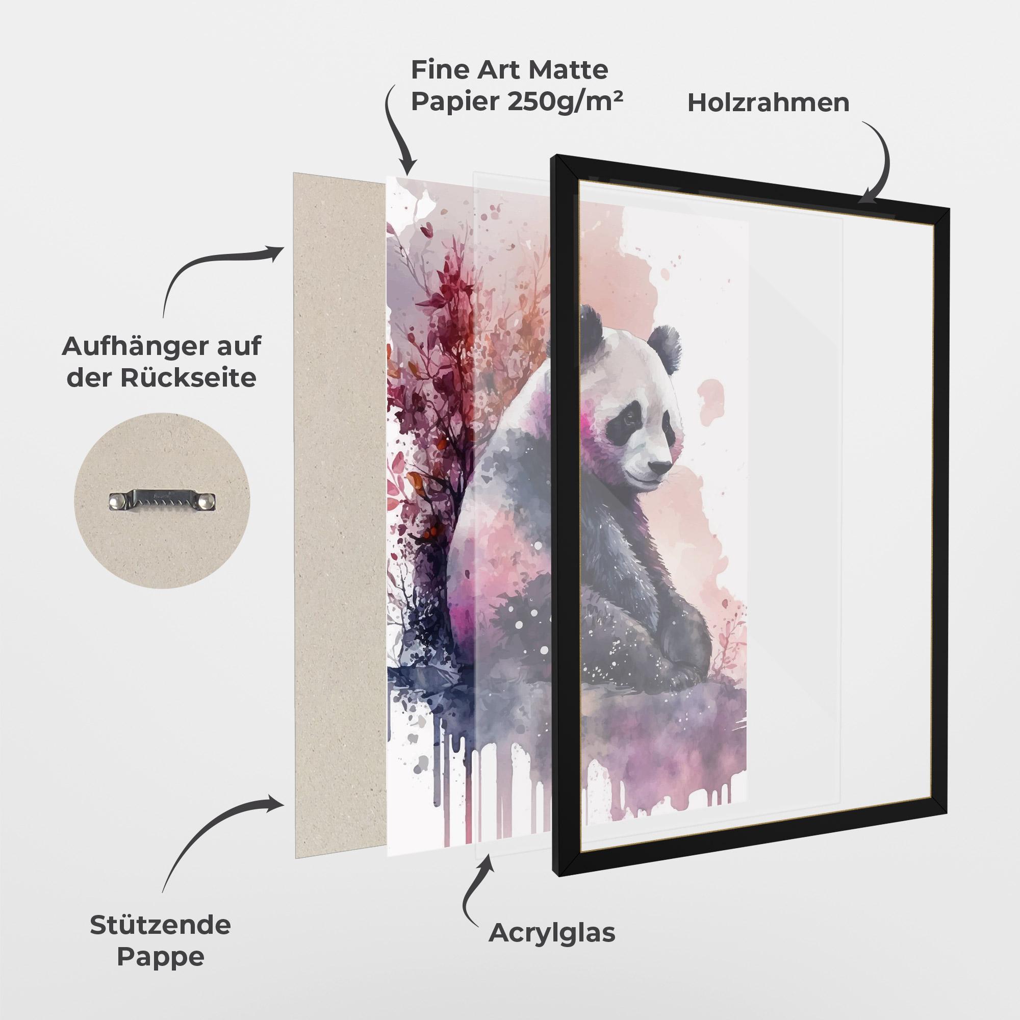 Gerahmte Poster Purple Panda Art mockup 1