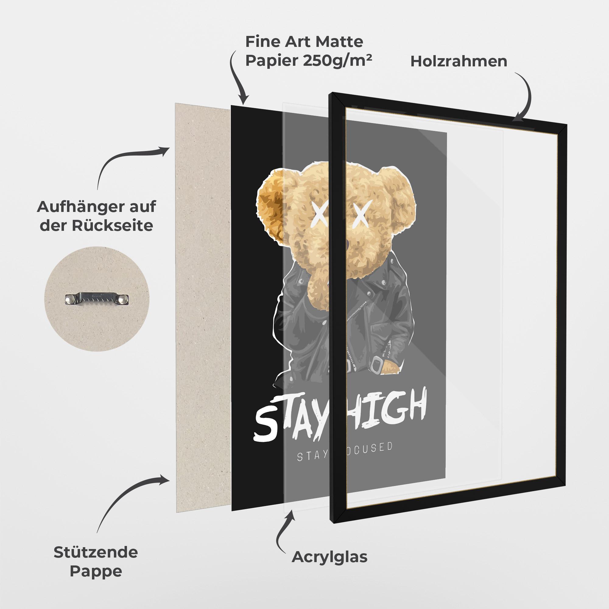 Gerahmte Poster Stay High mockup 1