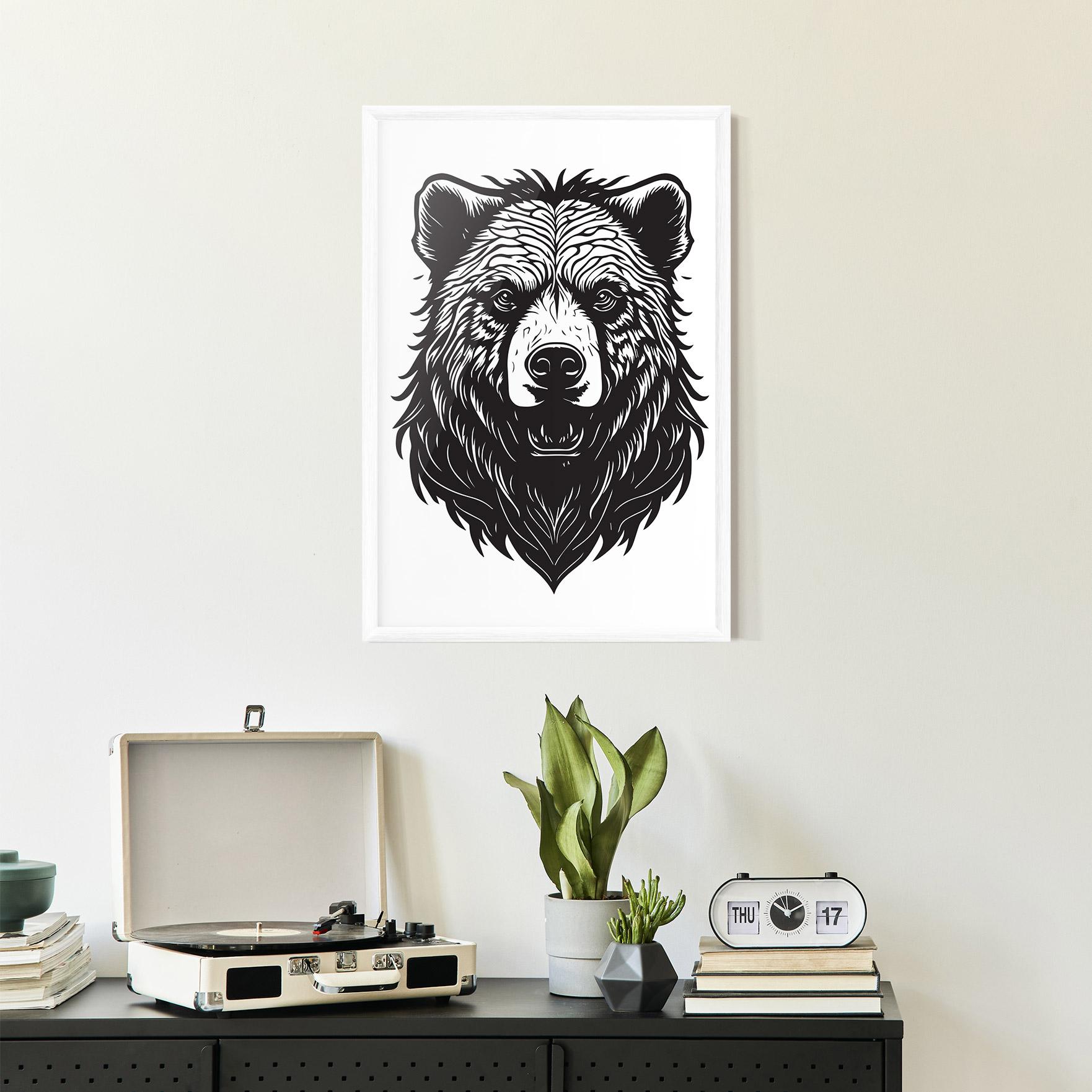 Gerahmte Poster Bear Black Head mockup 2
