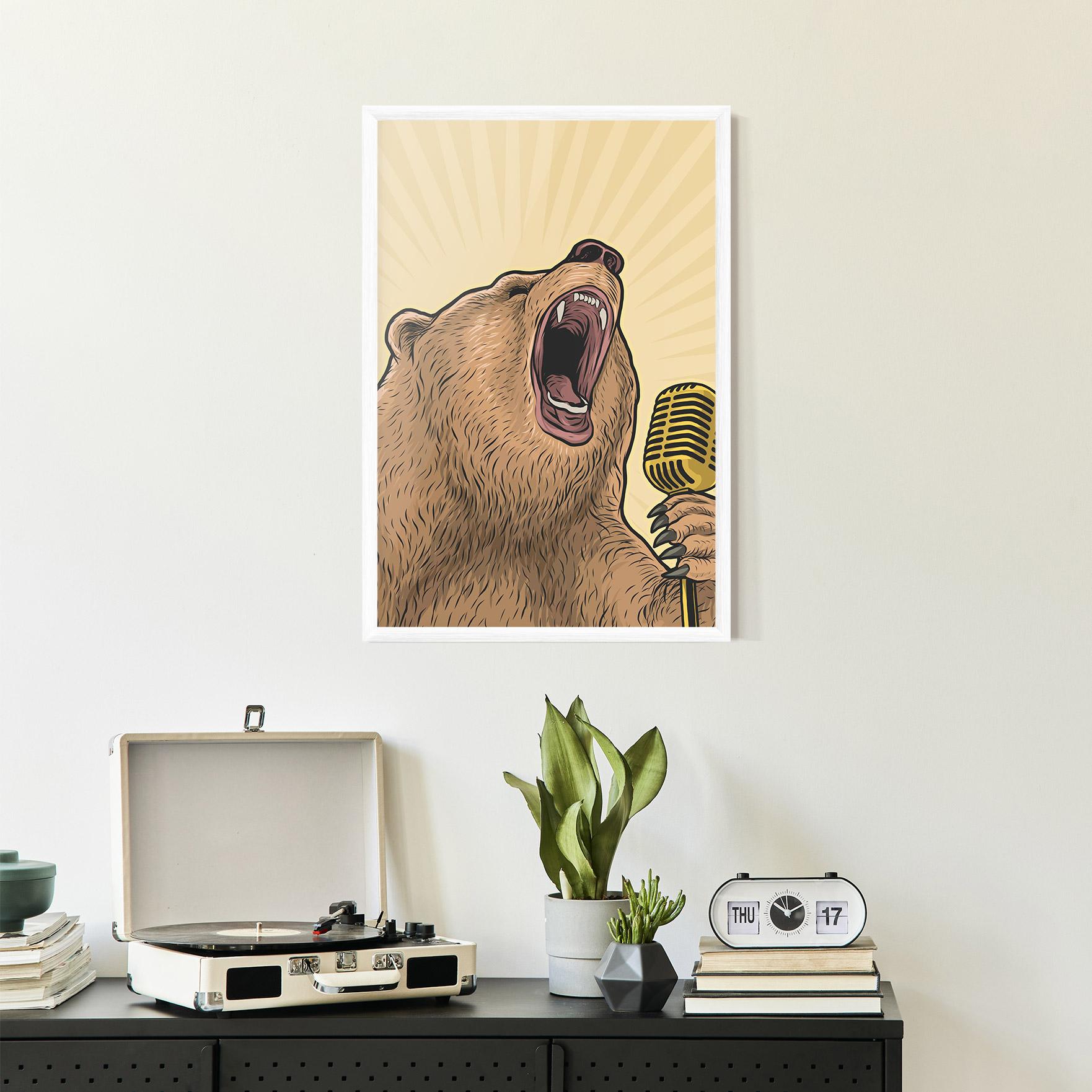 Gerahmte Poster Bear Singing mockup 2