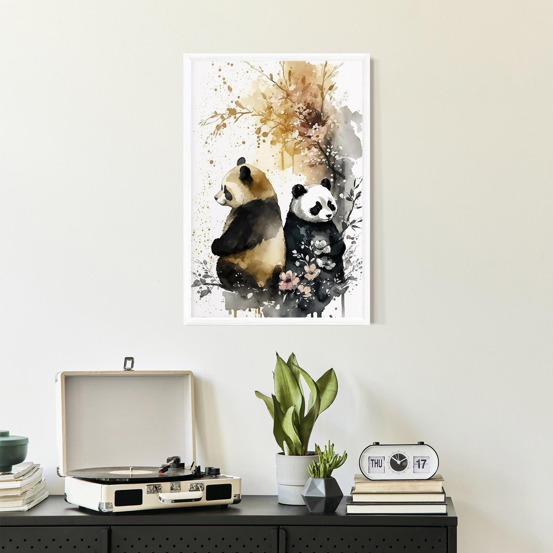 Gerahmte Poster Gold Panda Art mockup 2