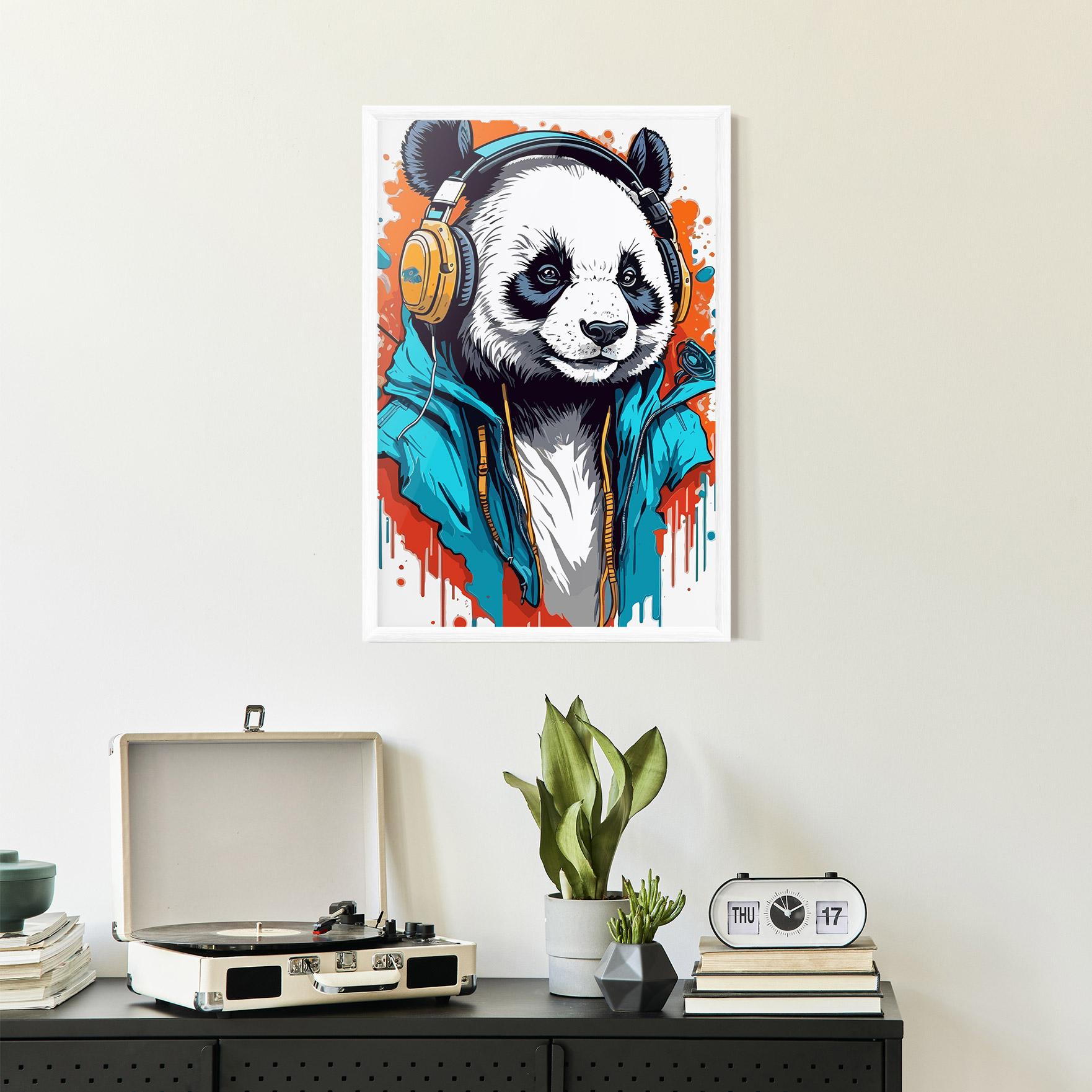 Gerahmte Poster Music Panda mockup 2