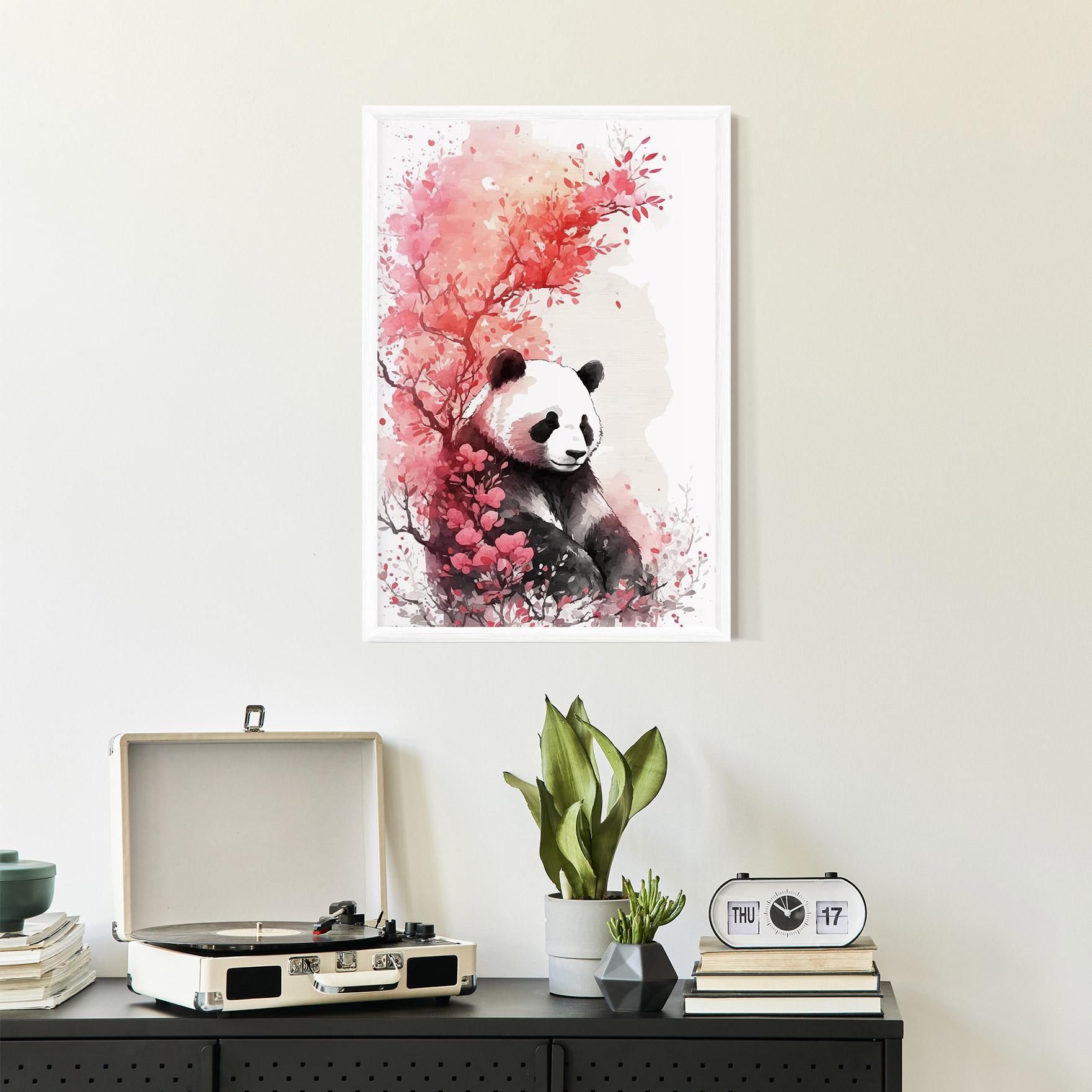 Gerahmte Poster Pink Flower Panda mockup 2