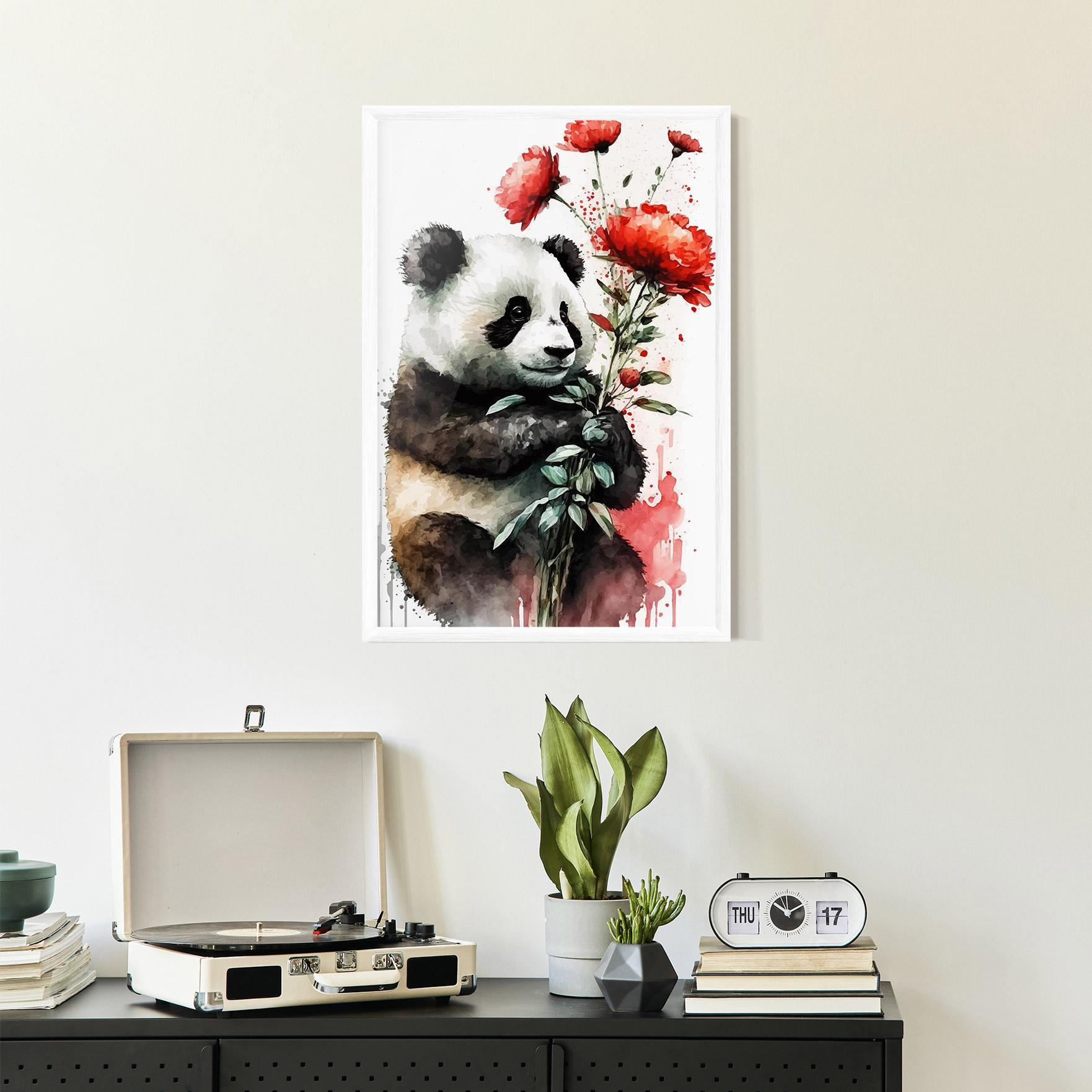 Gerahmte Poster Red Flower Panda mockup 2