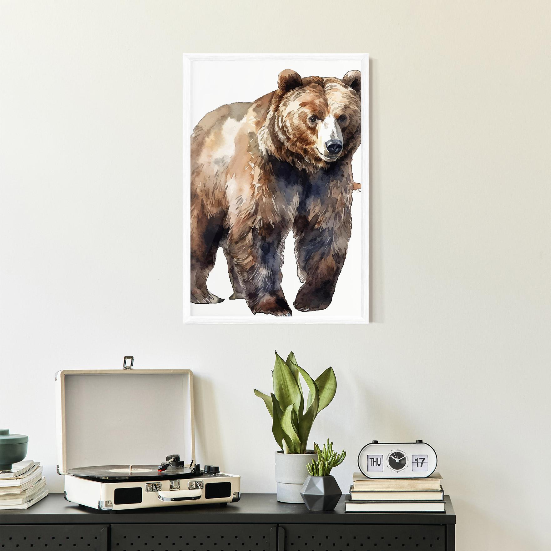 Gerahmte Poster Watercolor Bear Art mockup 2