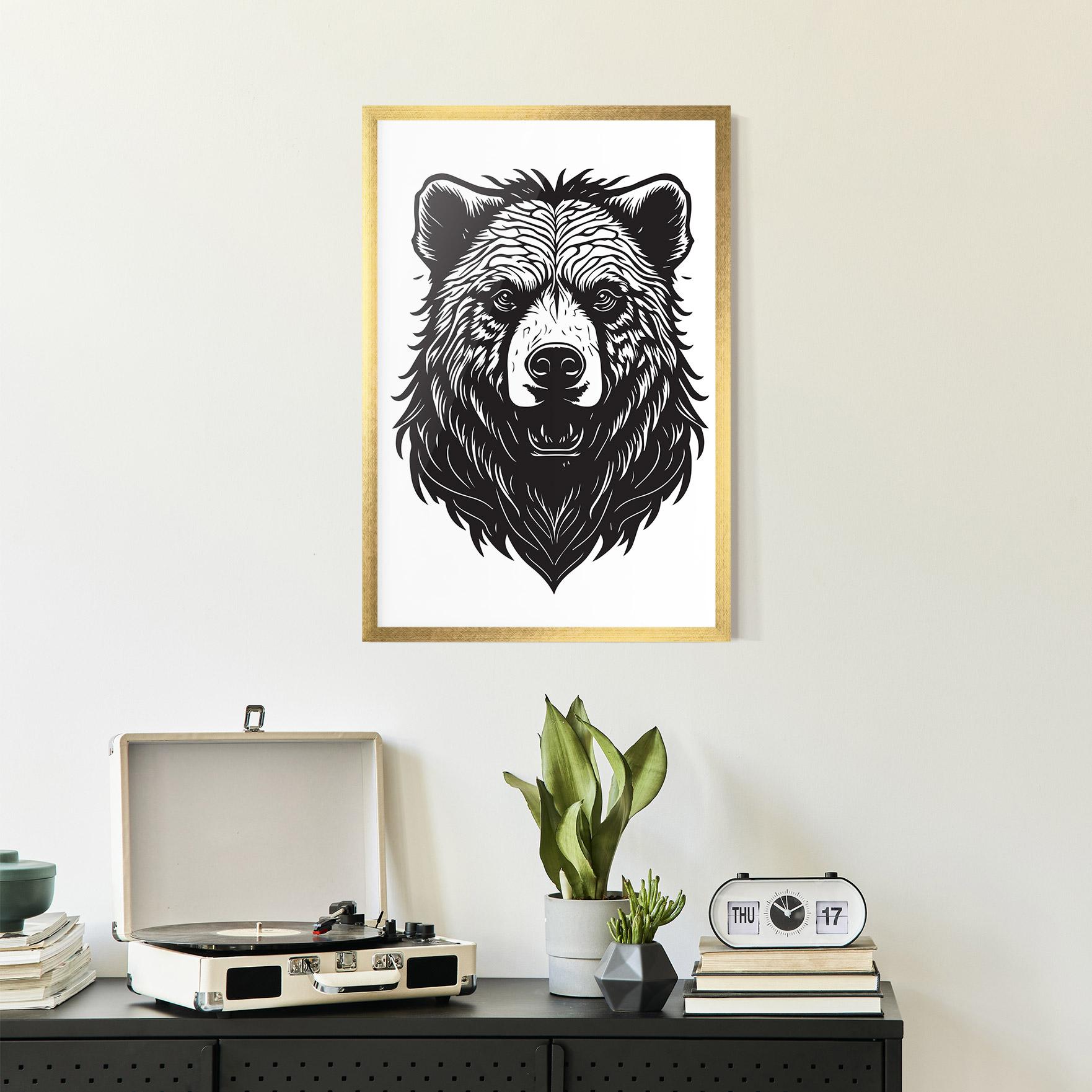 Gerahmte Poster Bear Black Head mockup 2
